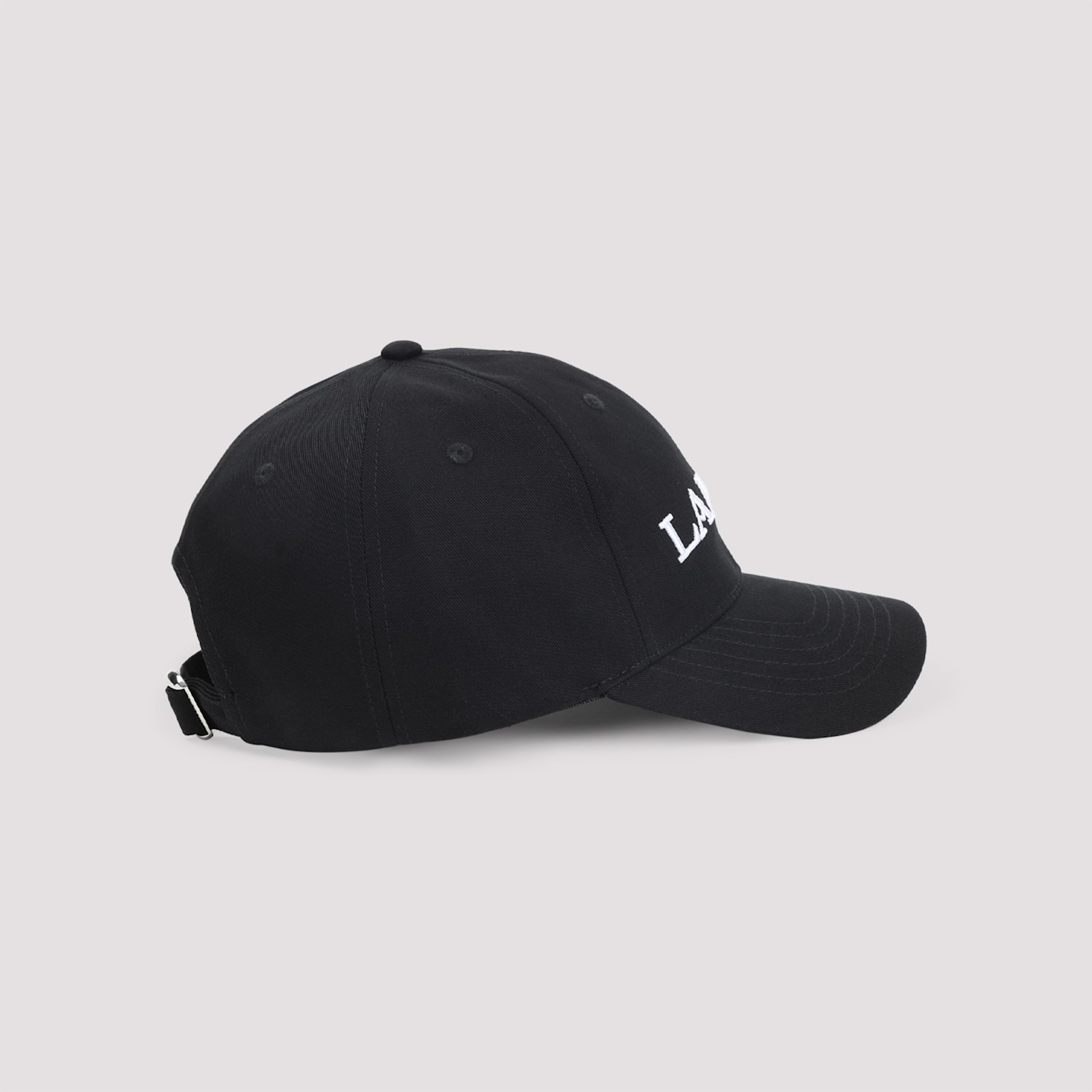 Lanvin Structured Black Cotton Cap With Embroidered Logo In Black