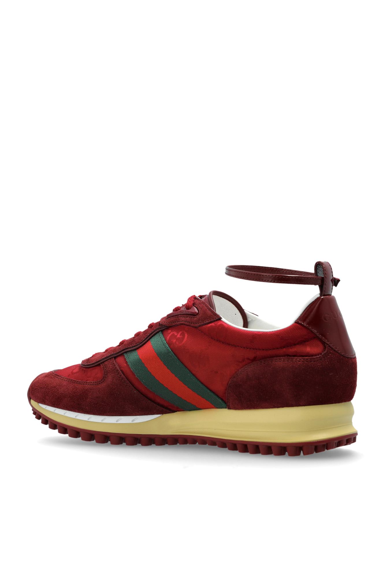 Gucci Vibrant Red Leather Sneakers In Multi