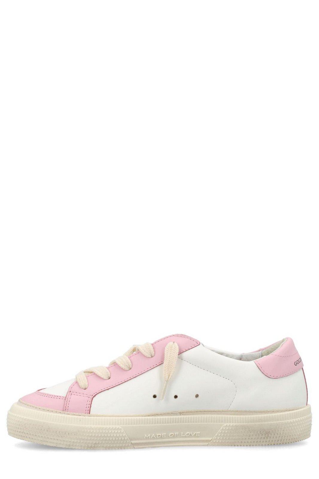 Shop Golden Goose May Lace-up Sneakers In Bianco/rosa