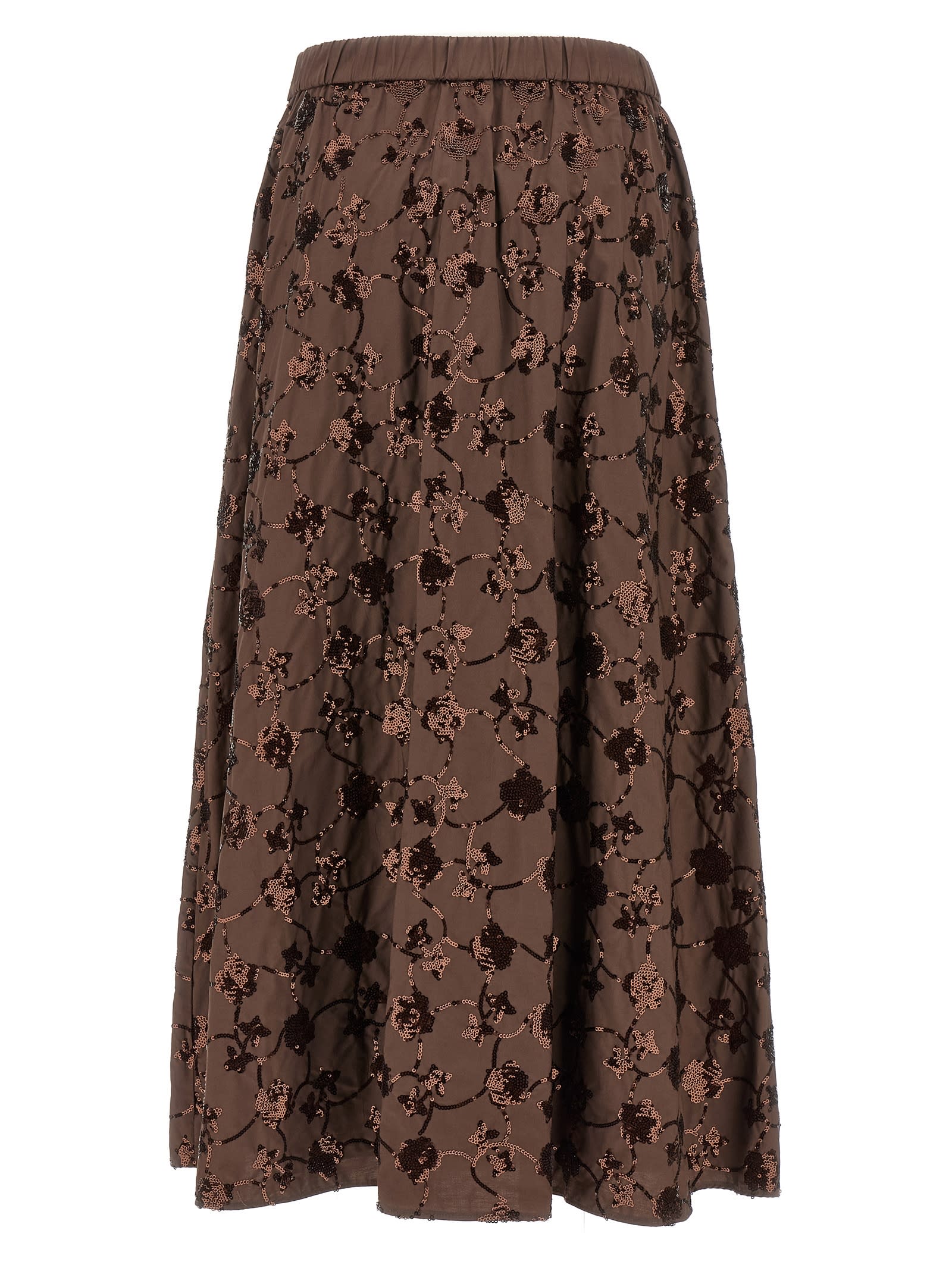 Weekend Max Mara Max Mara Weekend Cotton Skirt With Sequins In Brown