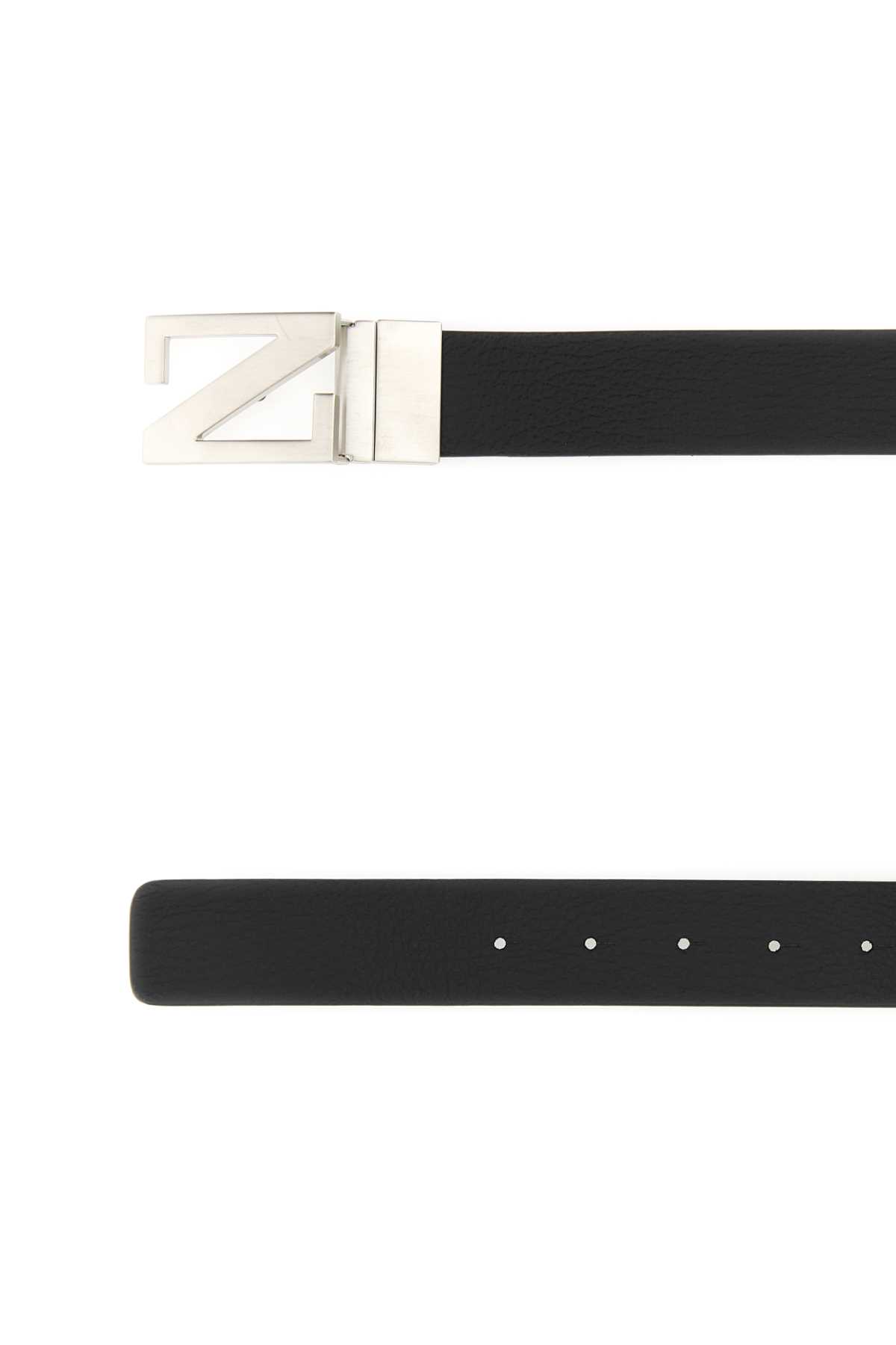 Zegna Black Leather Reversible Belt In Ner