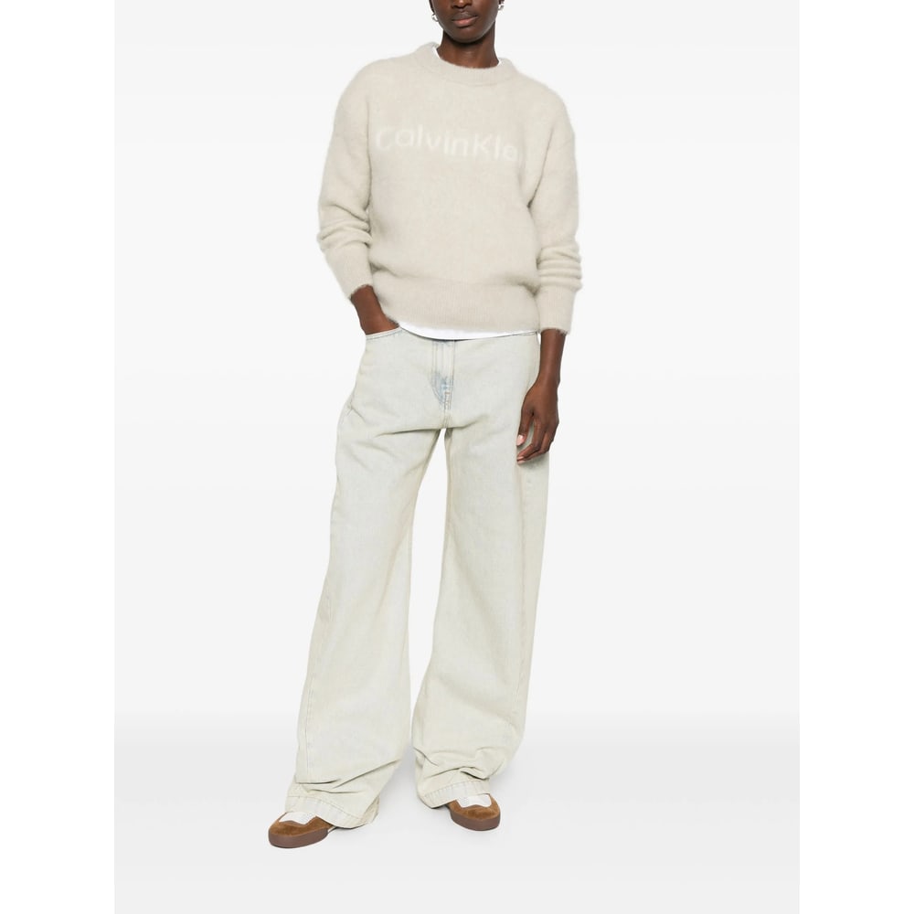 Calvin Klein Sweater In Blended Alpaca In Neutral