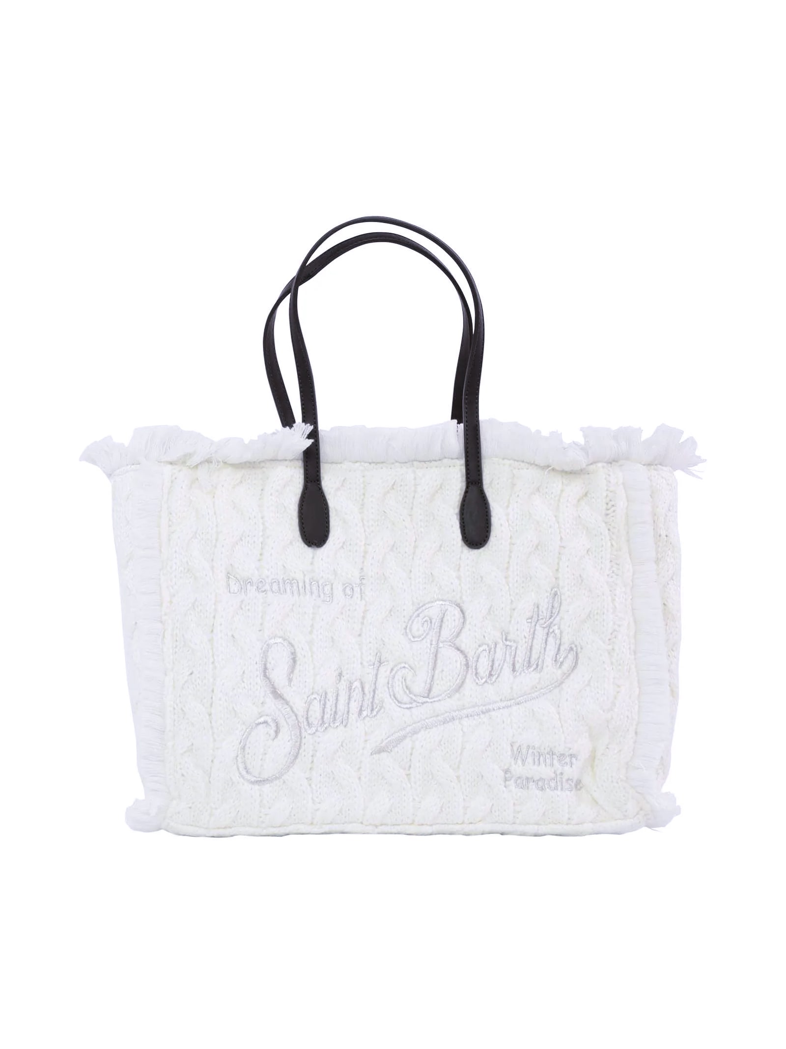 Mc2 Saint Barth Wool Braid Vanity Shopper In White