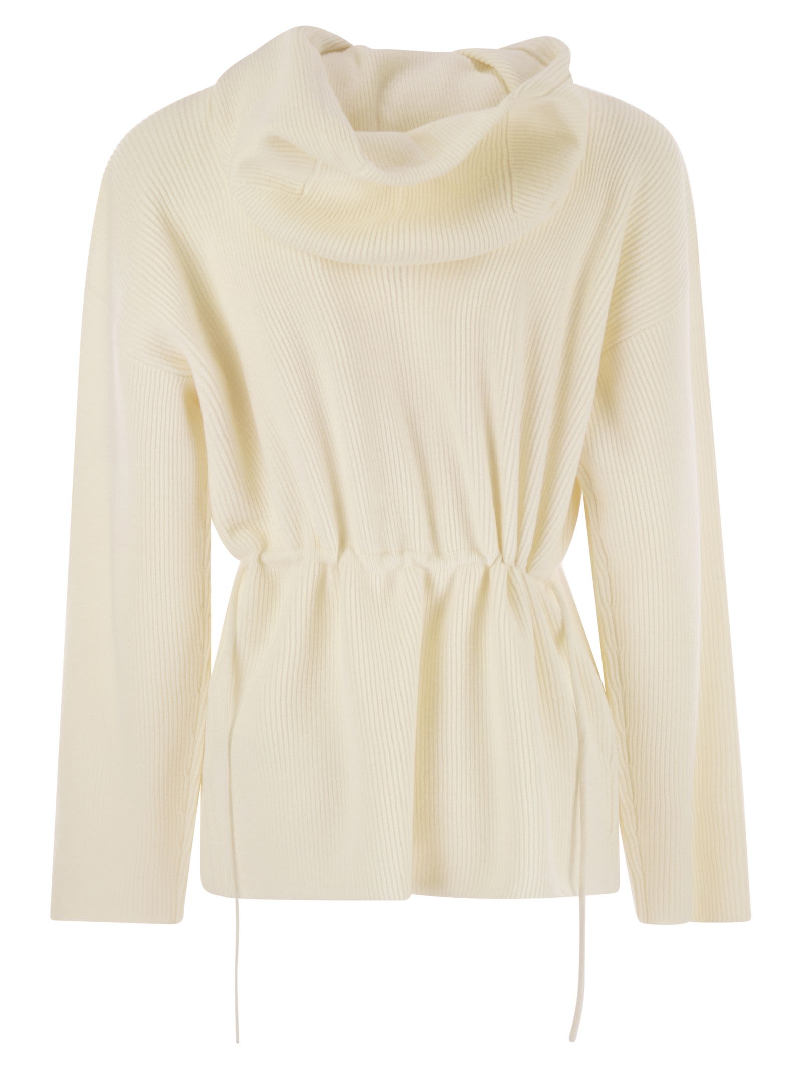 Fabiana Filippi English Ribbed Hooded Sweater In White