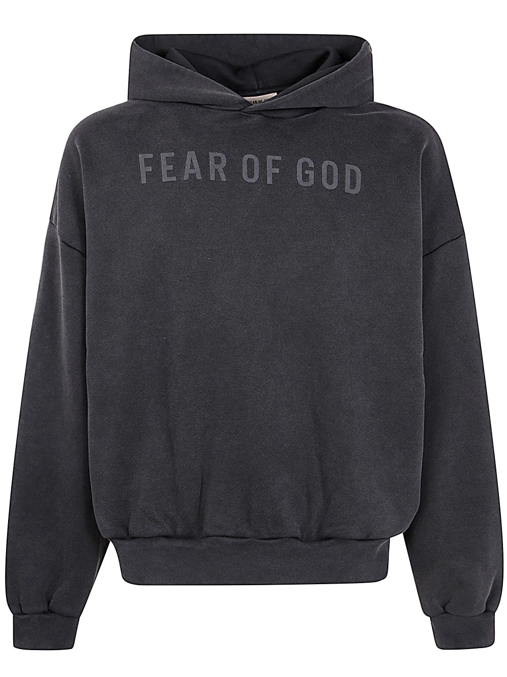 Shop Fear Of God Overlapped Hoodie Logo Black Print