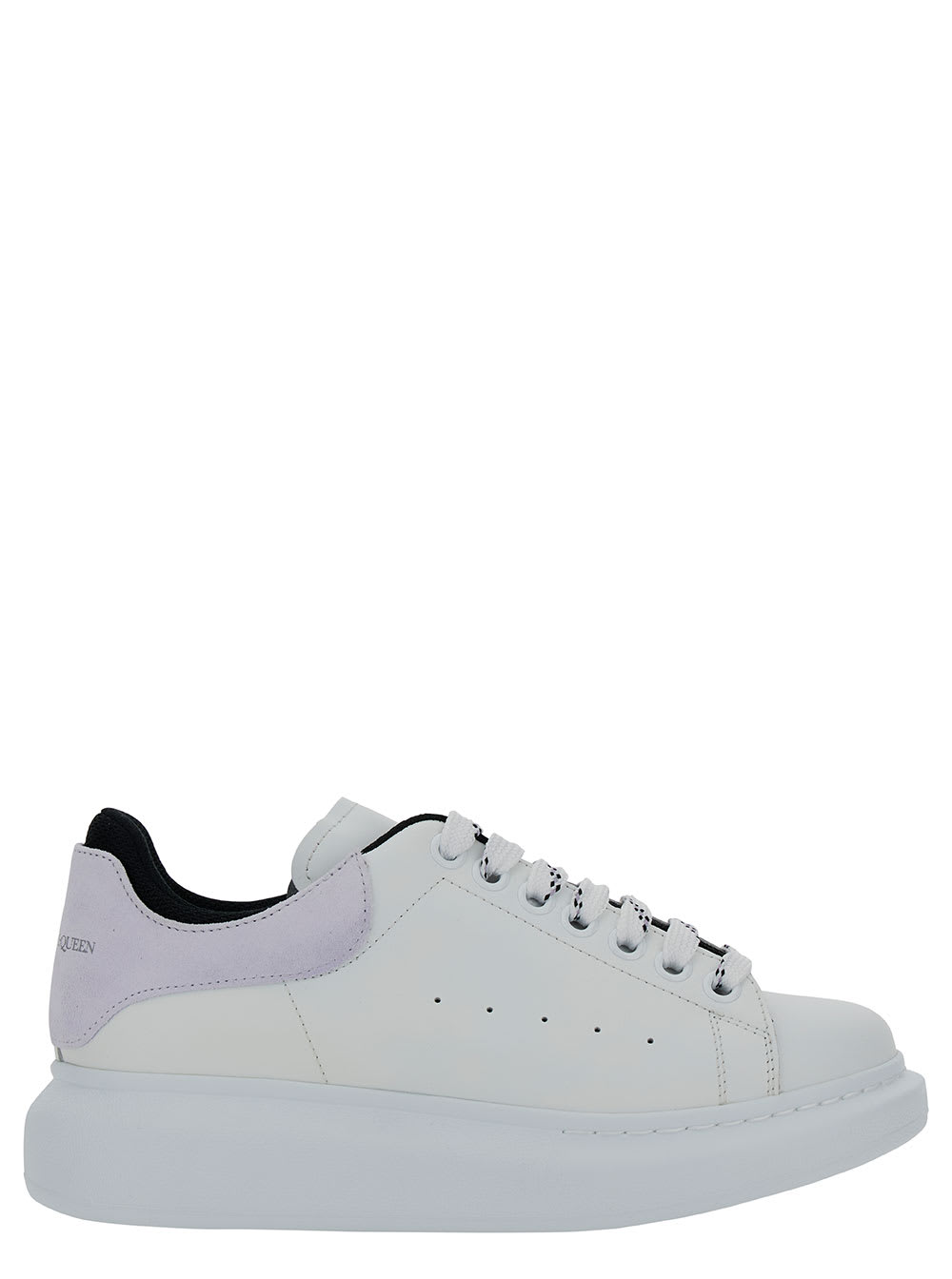 Alexander Mcqueen White Low Top Sneakers With Double Heel Tab And Oversized Platform In Leather Woman In Multicolor