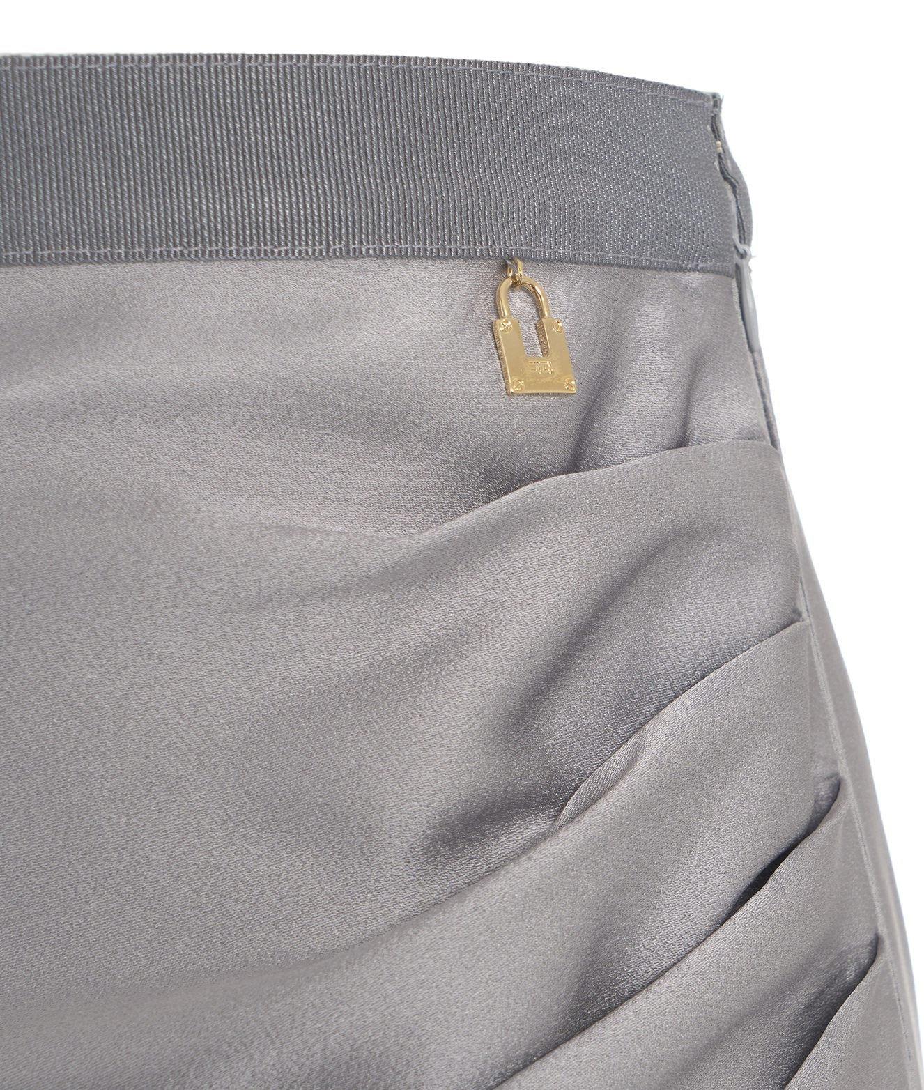 Shop Elisabetta Franchi Asymmetric Hem Draped Mini Skirt In Piombo