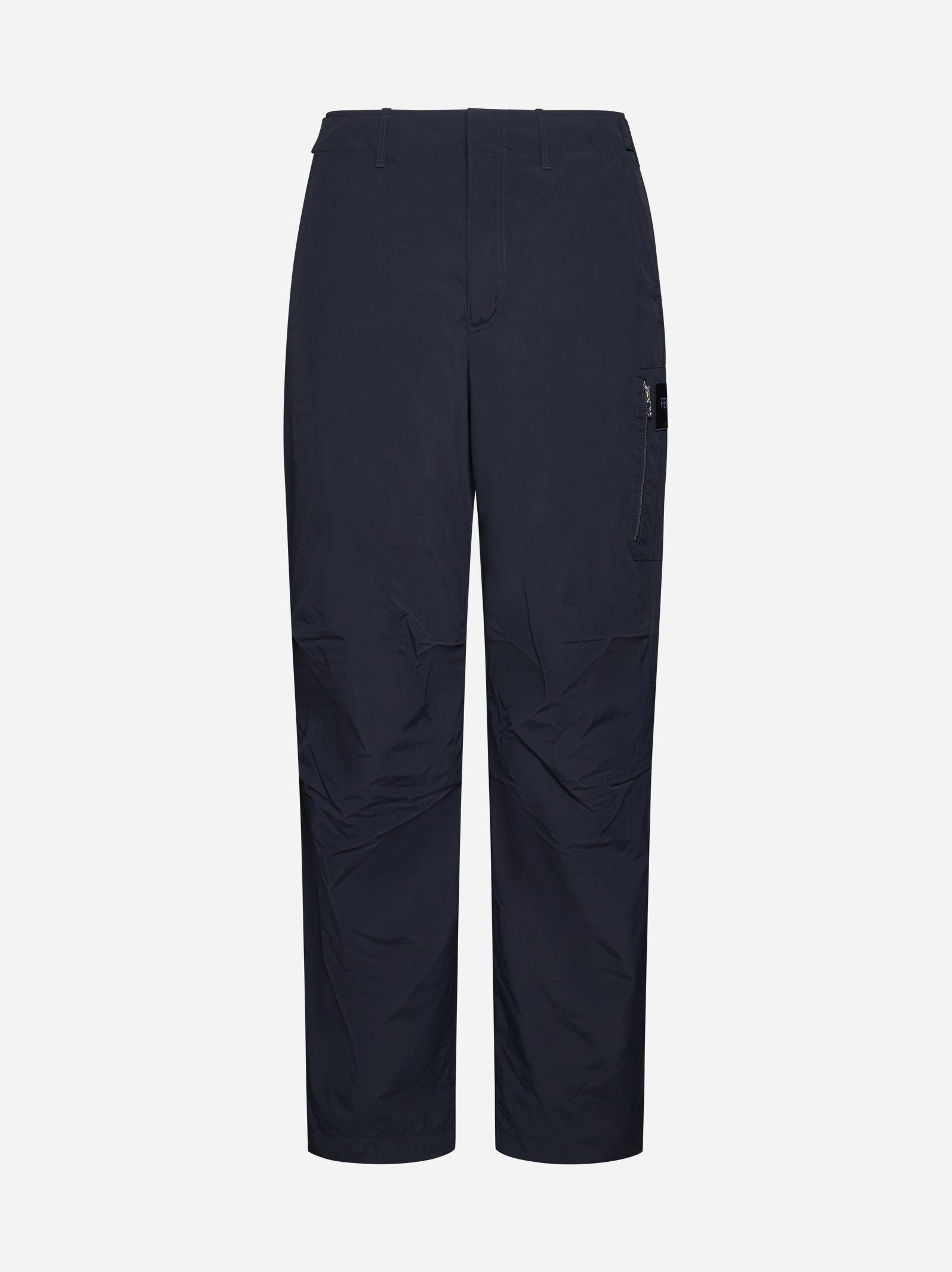 Shop Fendi Nylon Micro Ripstop Trousers In Blu