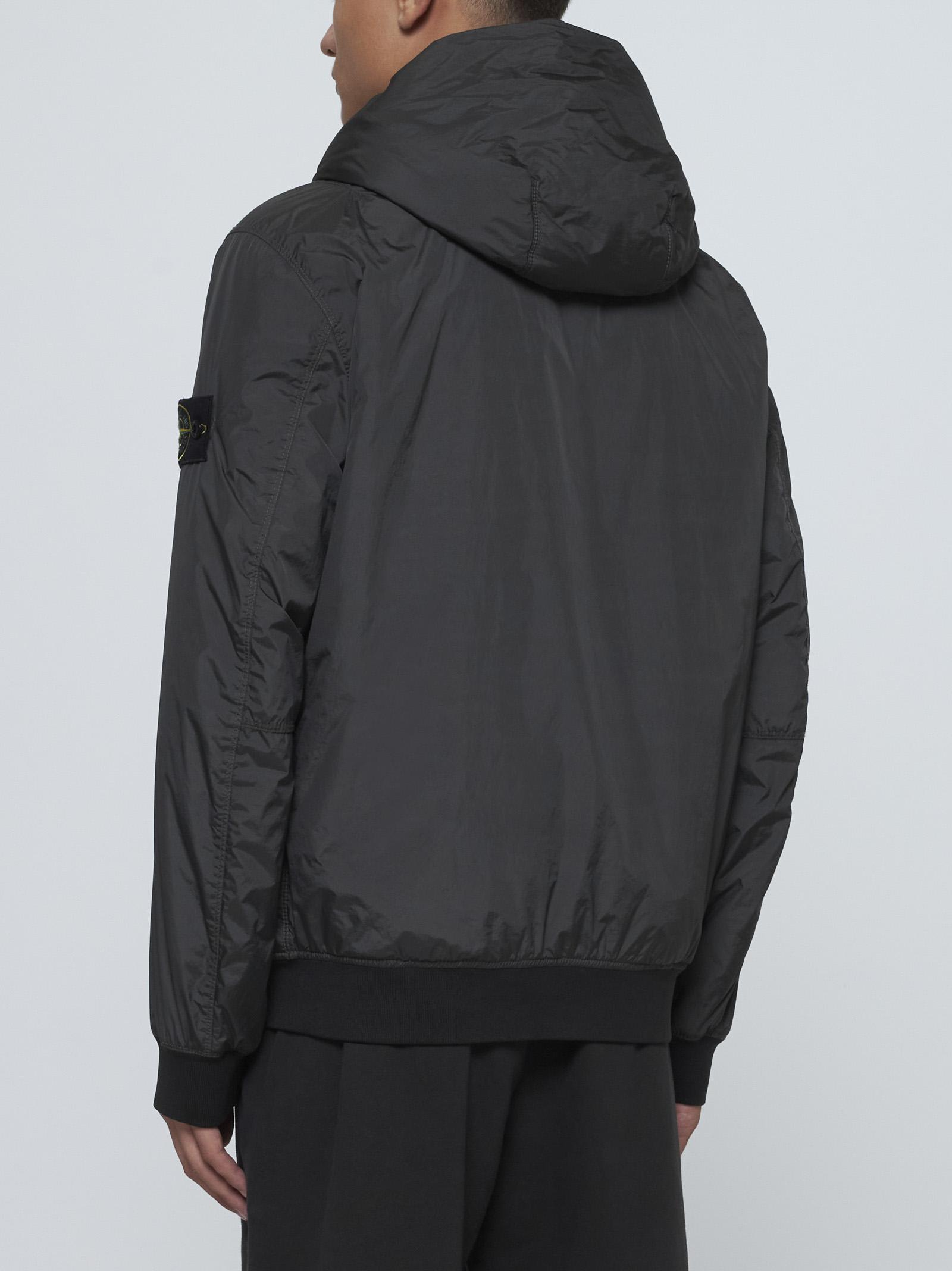 Shop Stone Island Hooded Nylon Down Jacket In Lead Grey