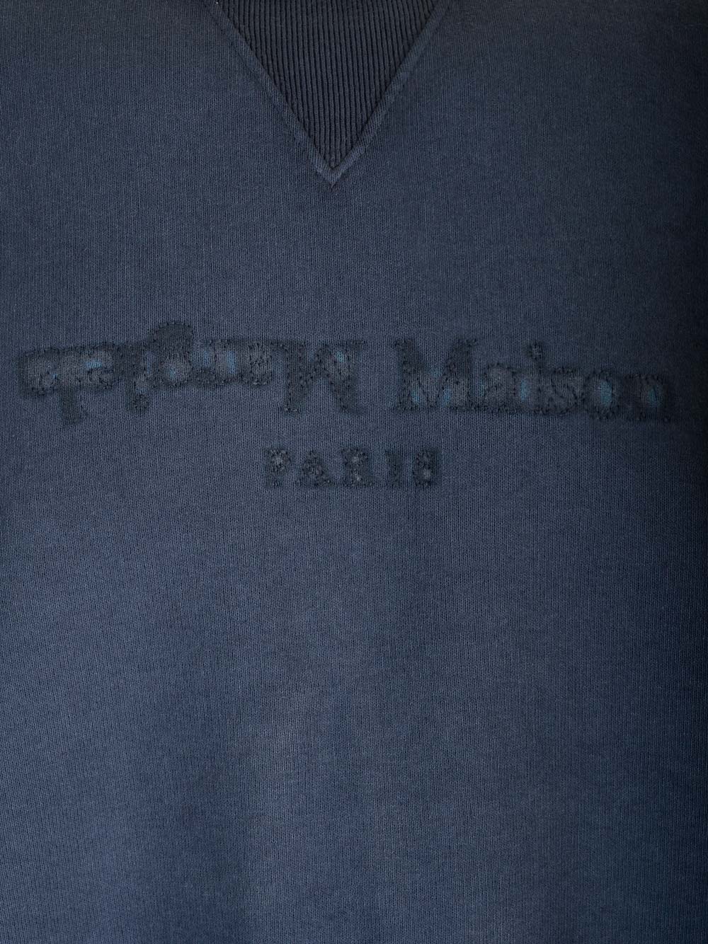 Shop Maison Margiela Crew-neck Sweatshirt With Reverse Logo In Blue