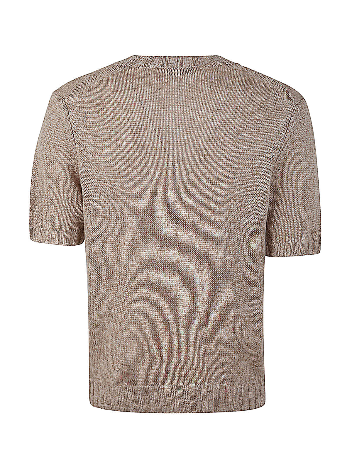 Shop Filippo De Laurentiis Short Sleeve Round Neck Pullover In Beige