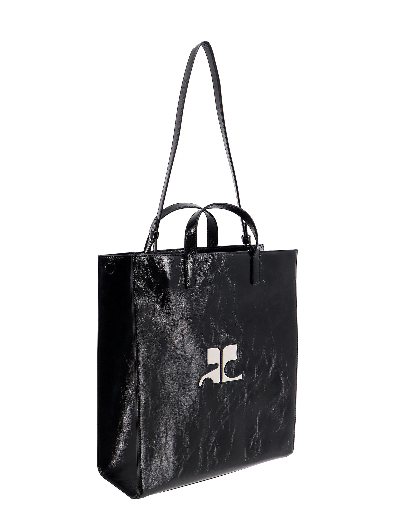 Shop Courrèges Heritage Naplack Handbag In Black