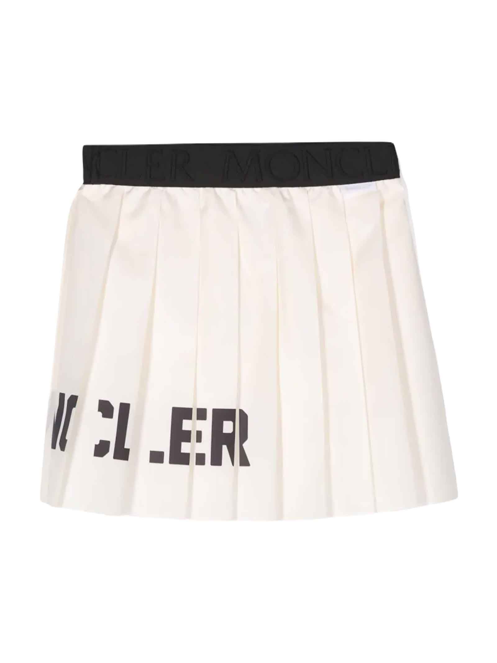 Shop Moncler White Skirt Girl In Bianco