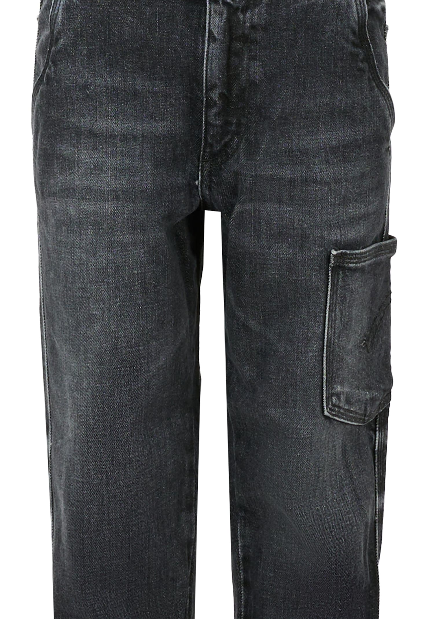 Dondup Black Jeans For Boy With Logo In Gray