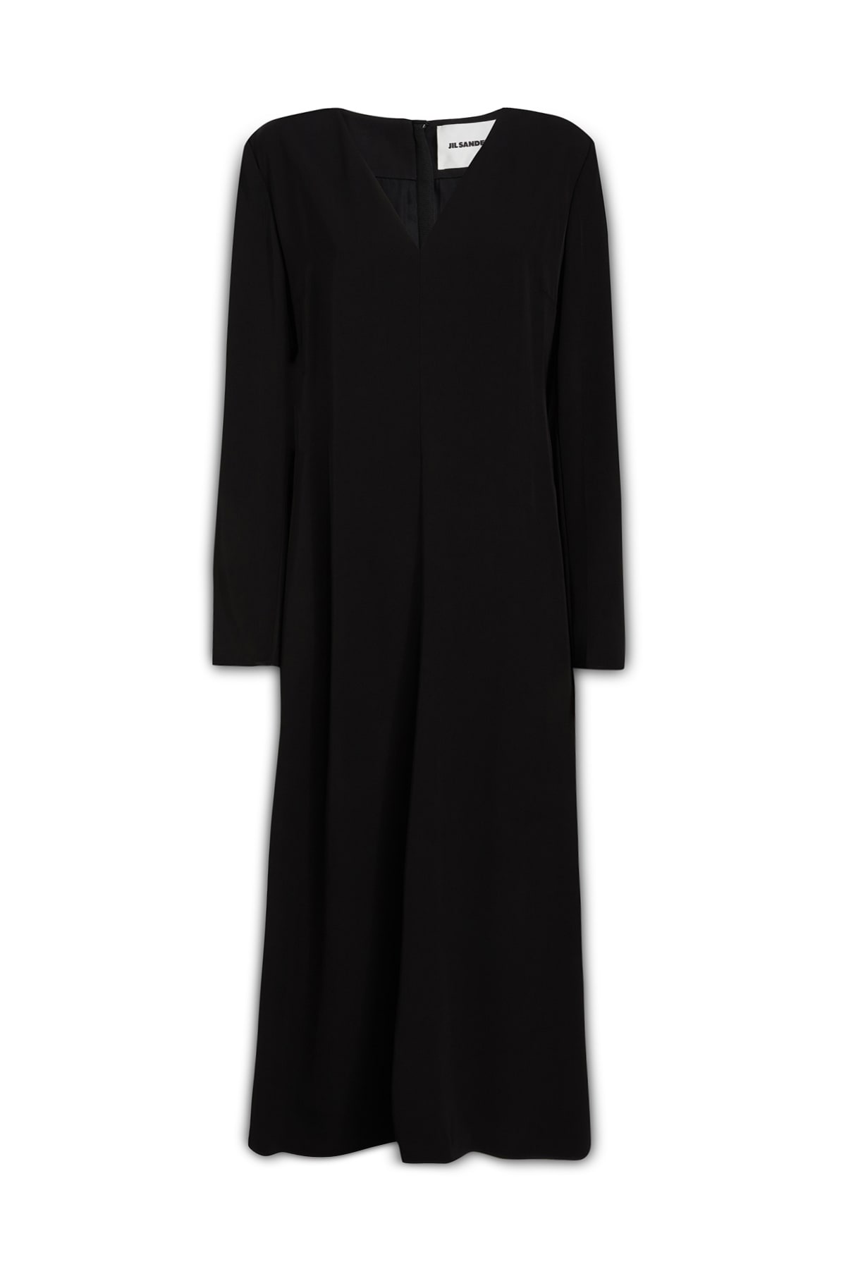 Jil Sander V-neck Viscose Dress With Long Sleeves In 001