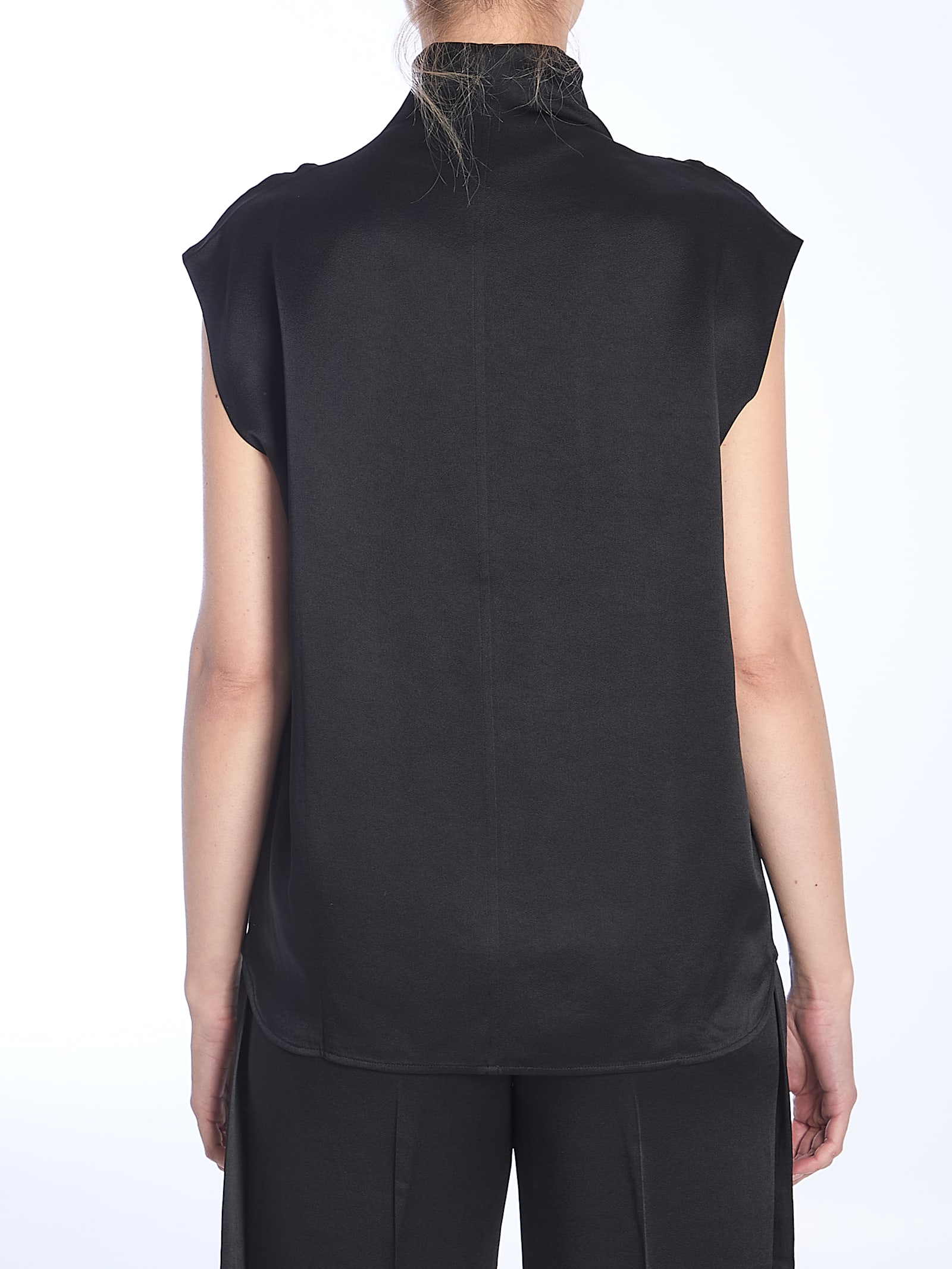 Totême Black Collared Sleeveless Top In Black