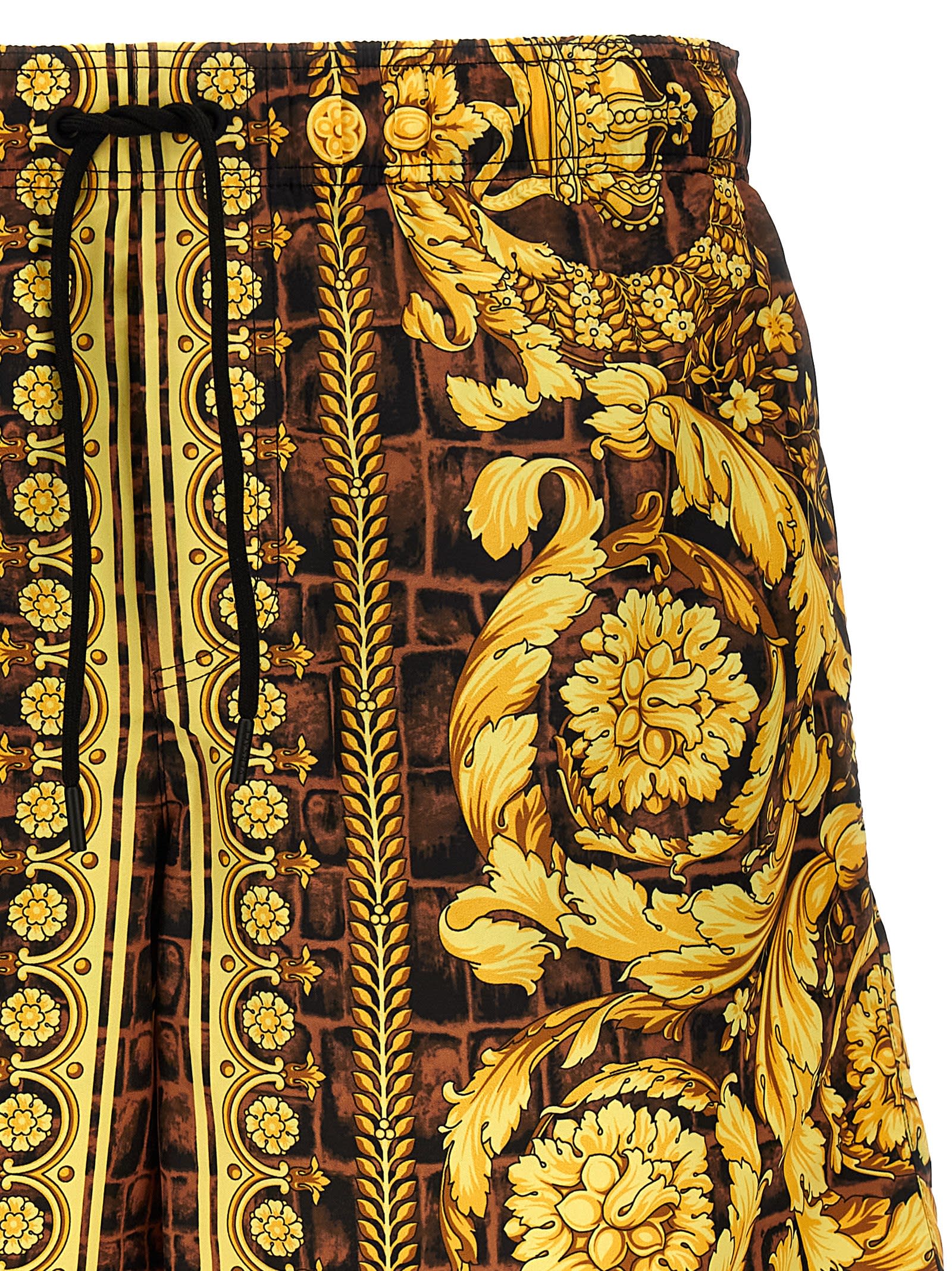 Shop Versace Baroccodile Swimsuit In Multicolor