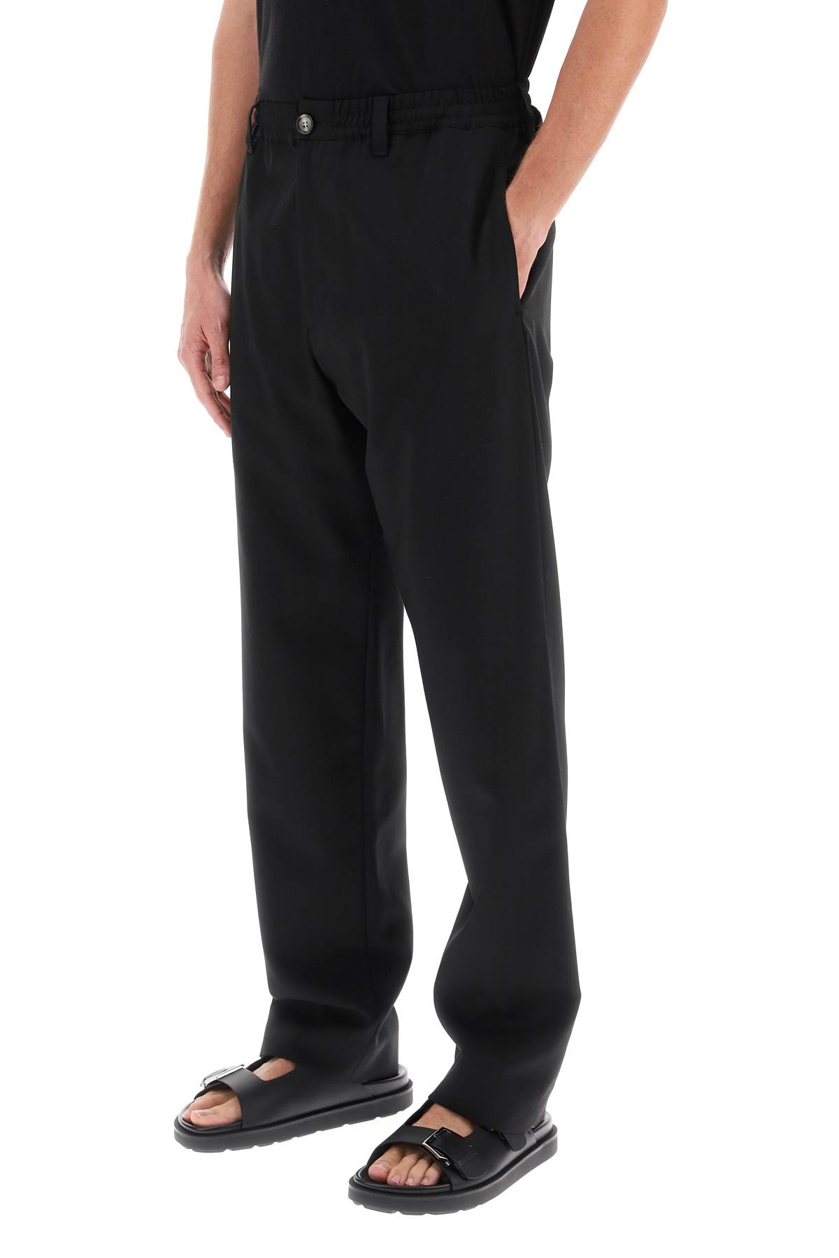 Shop Marni Cool Wool Pants In Black (black)