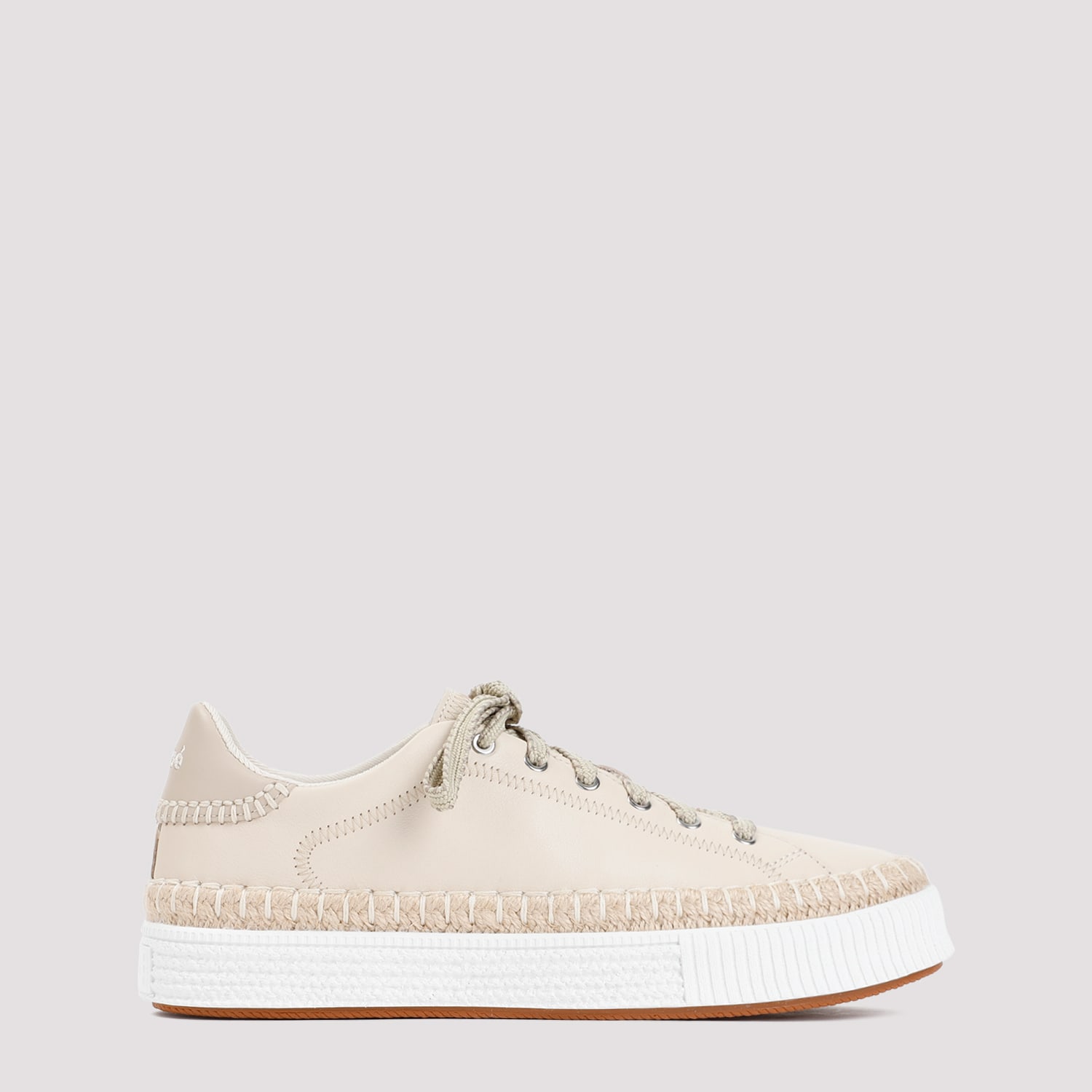 Shop Chloé Telma Leather Sneakers In Pearl