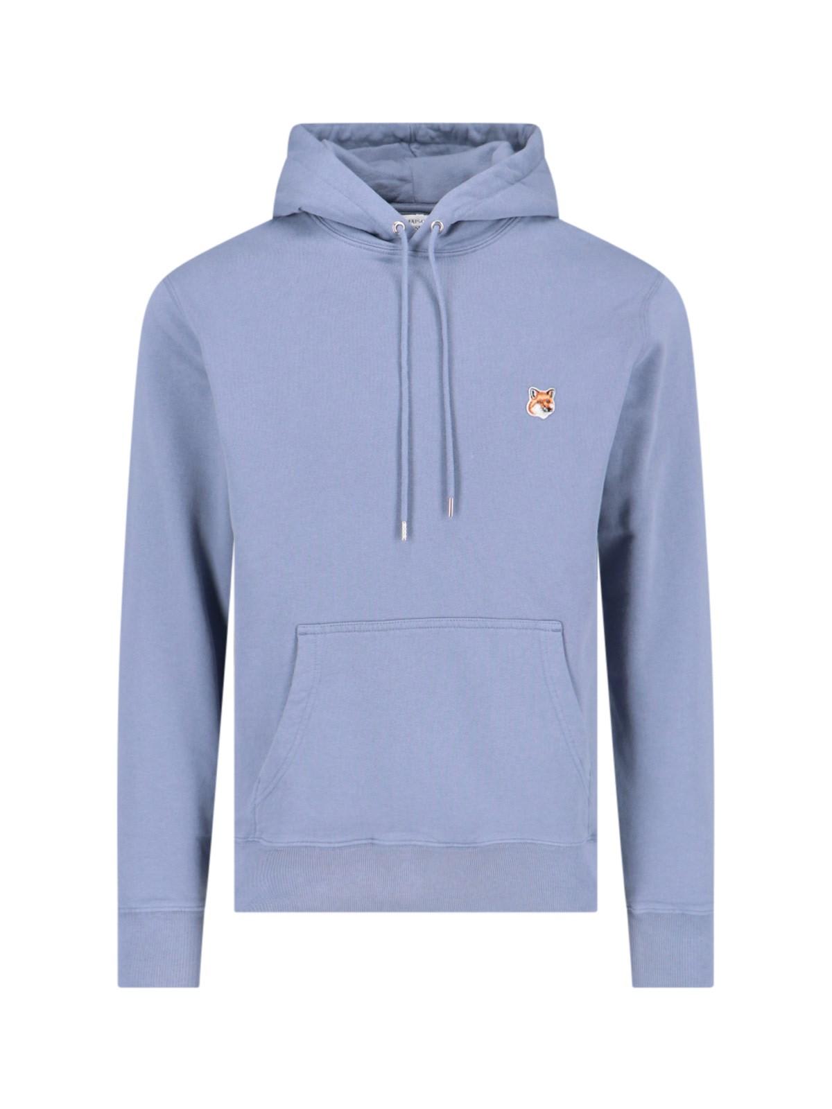 Shop Maison Kitsuné Fox Head Hoodie In Clear Blue