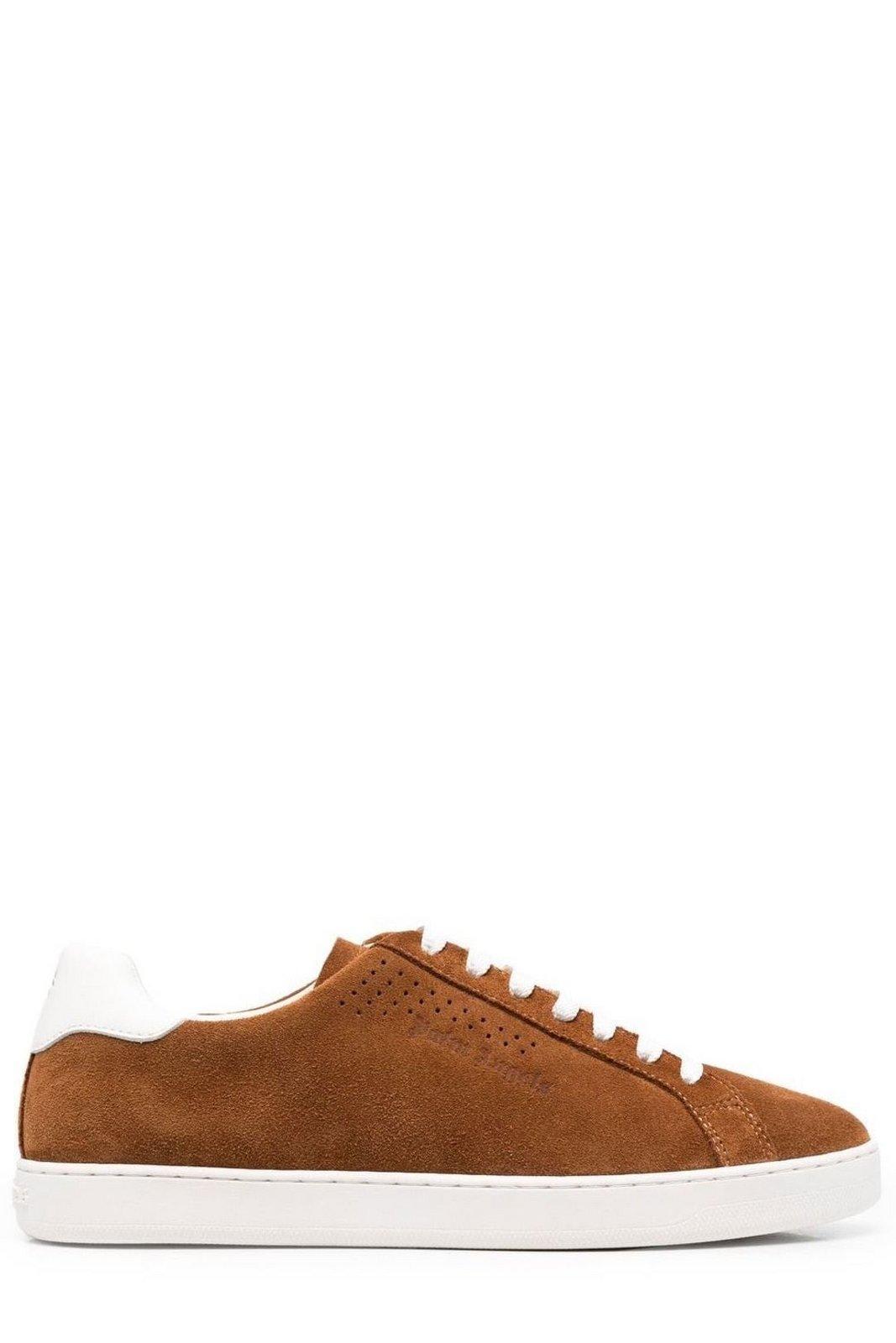 Palm Angels Logo Debossed Lace-up Trainers In Brown