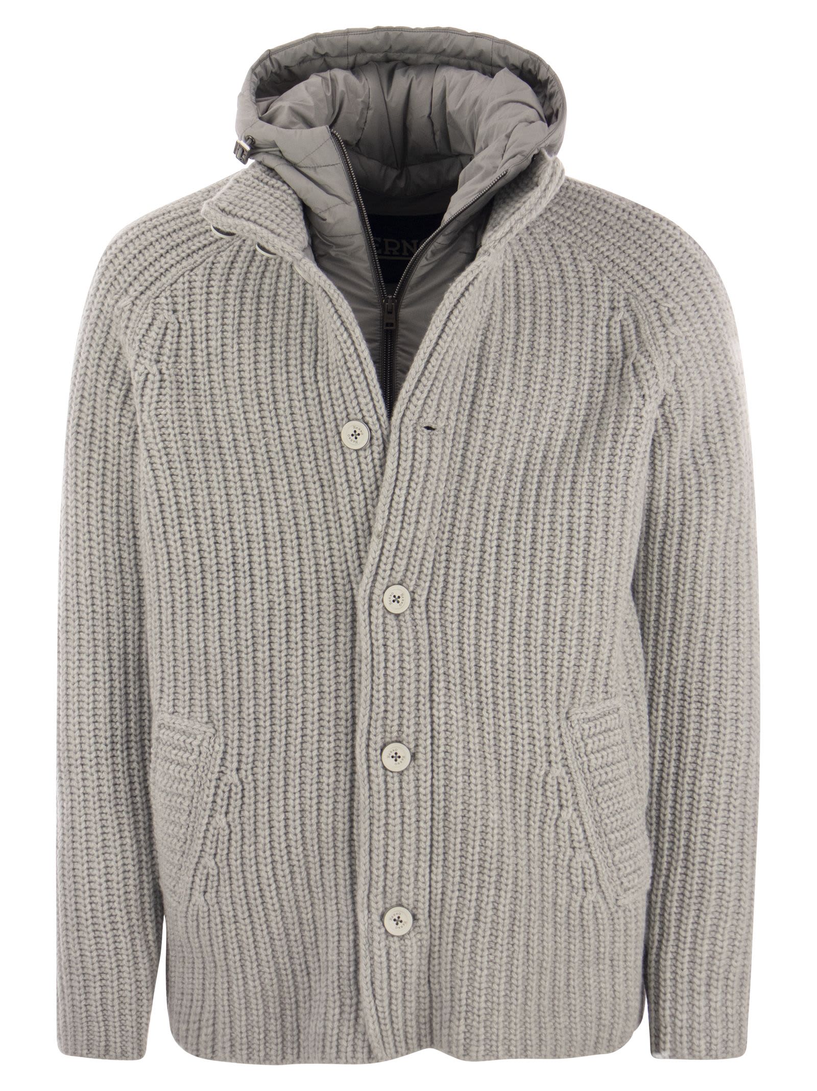 Shop Herno Sorano - Pure Wool Bomber Jacket In Grey