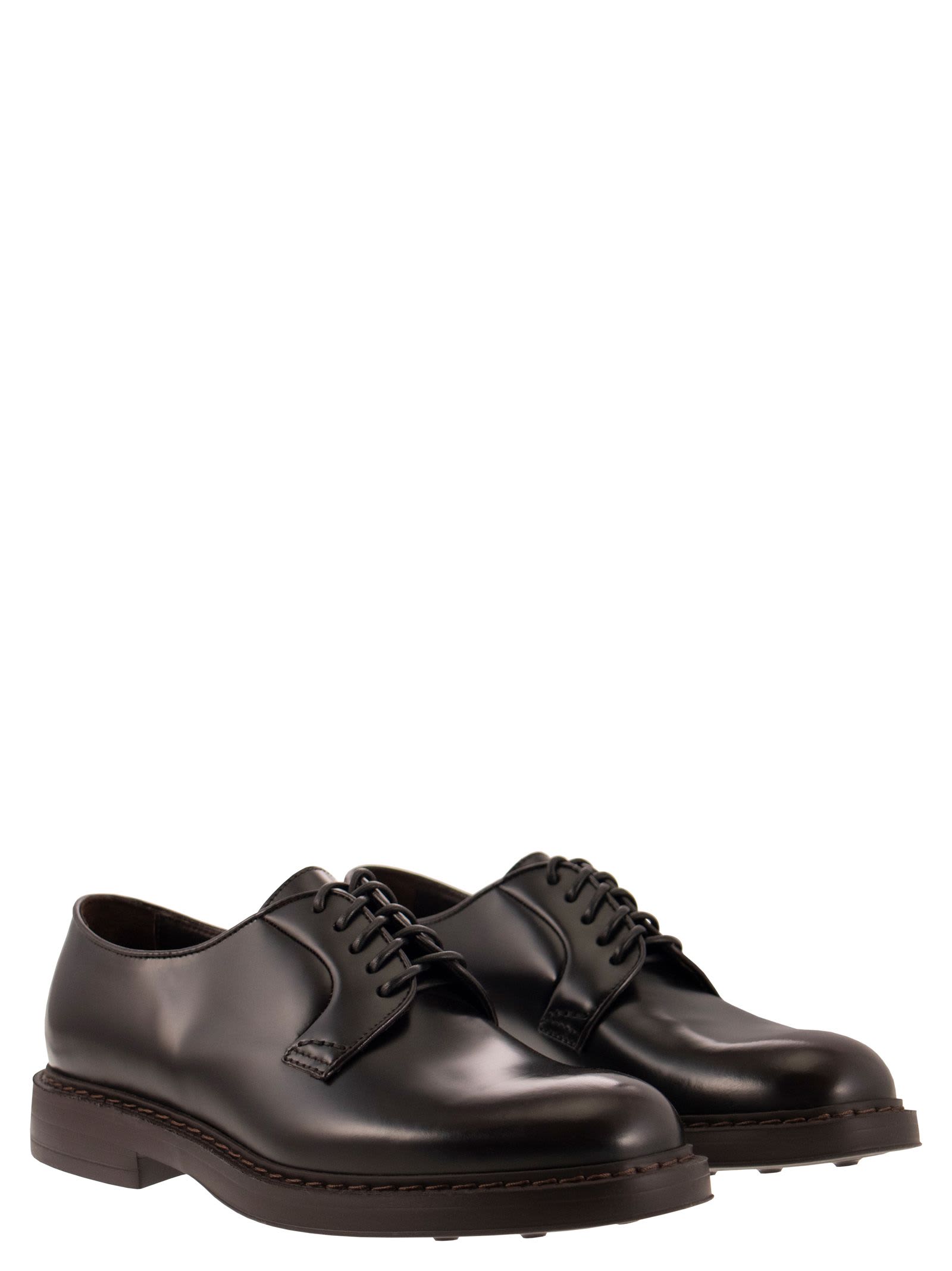 Doucal's Leather Derby Lace-up Shoes In Brown