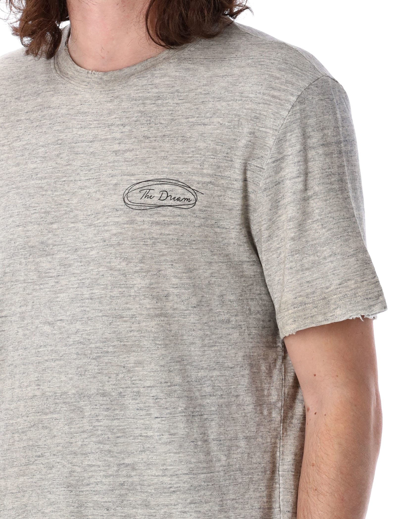 Golden Goose Short-sleeved Printed T-shirt In Grey Melange