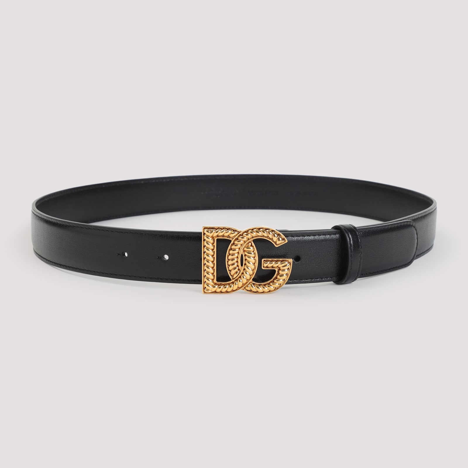 Dolce & Gabbana Adjustable Loop Stitched Belt In Black