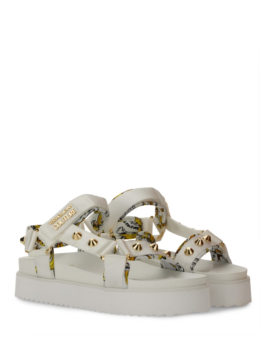 Shop Versace Jeans Couture Sandal With Logo In White