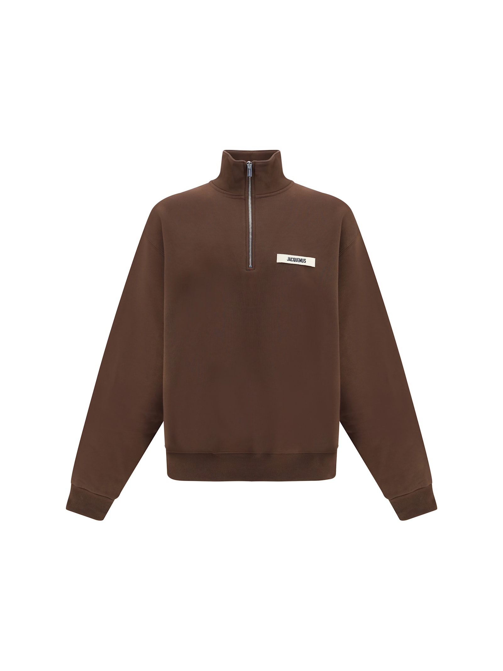 Jacquemus Grosgrain Sweatshirt With Turtleneck In Brown