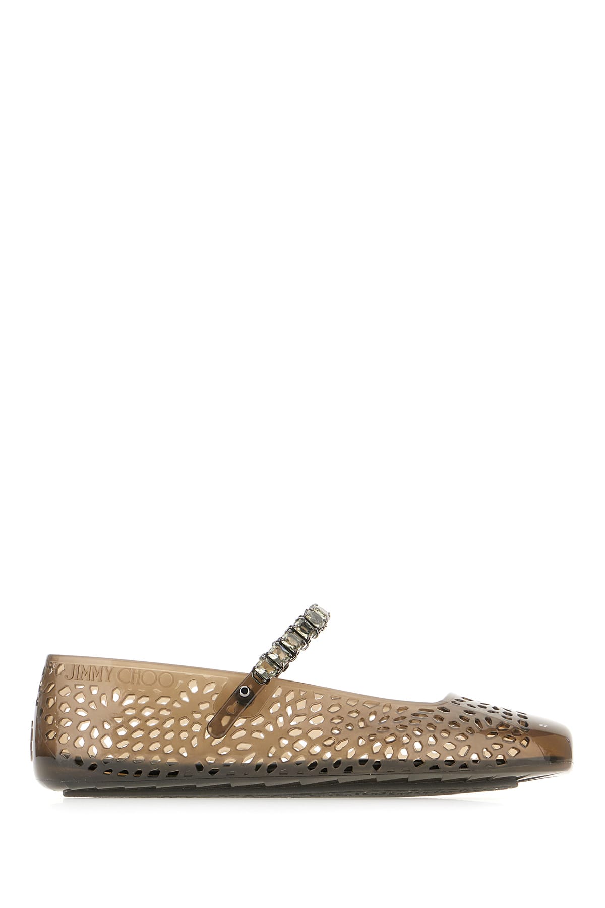 Jimmy Choo Crystal Embellished Cut-out Square Toe Ballerina Shoes In Black