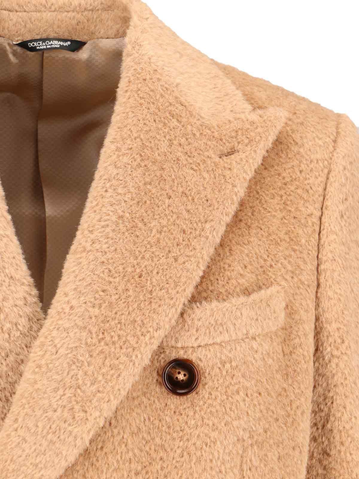 Shop Dolce & Gabbana Double-breasted Coat In Beige