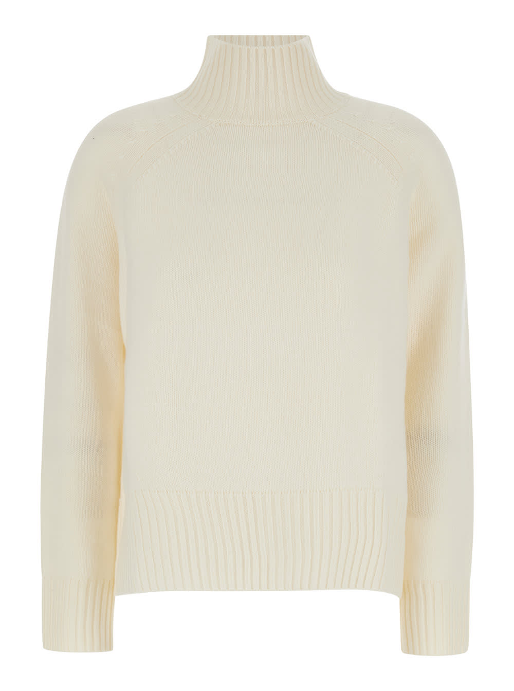 Shop Allude White High Neck Sweater In Wool And Cashmere Woman