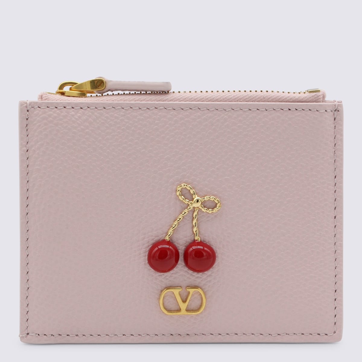 Valentino Garavani Rose Leather Wallet In Pink