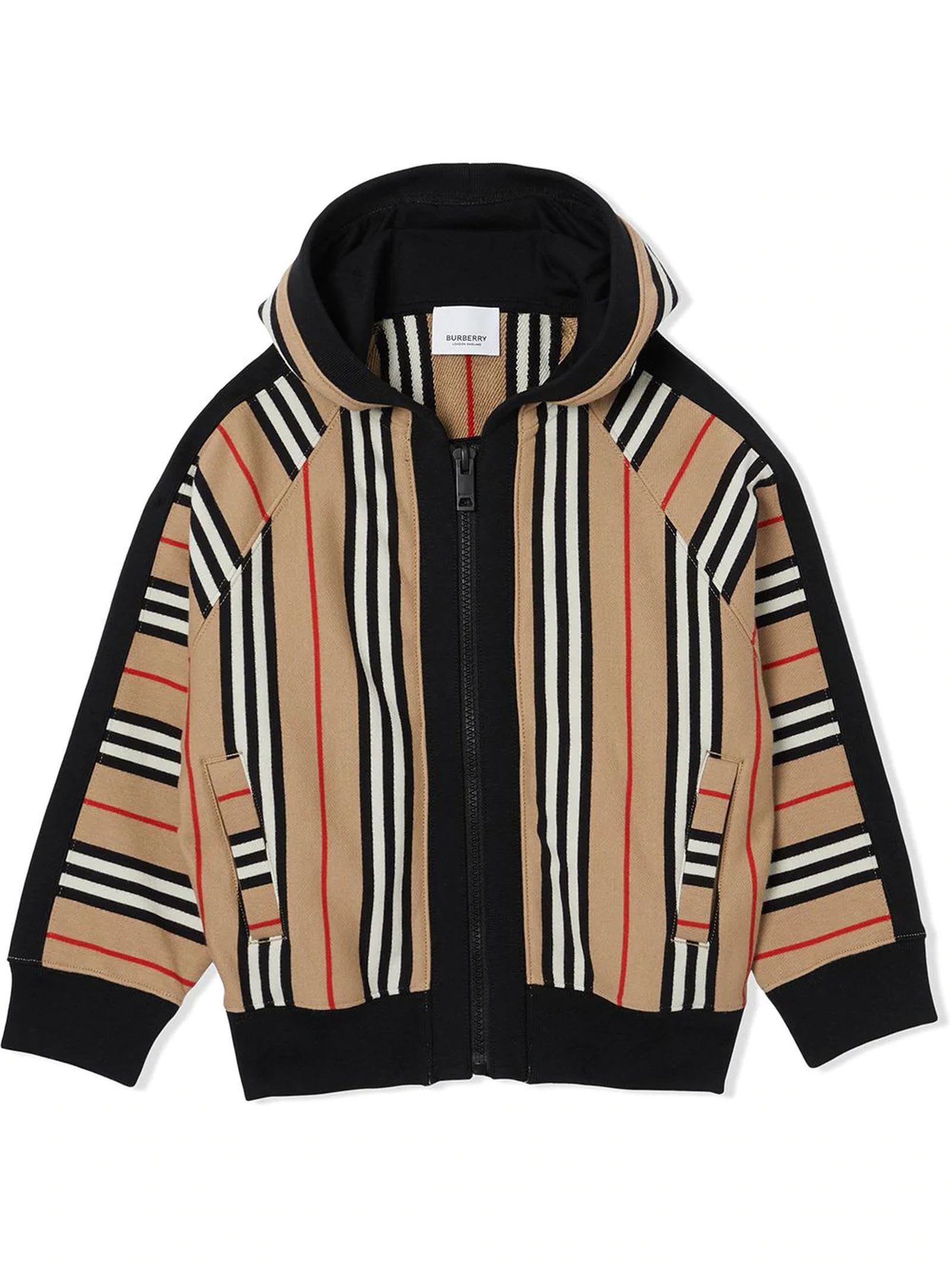 Burberry Kids' Ecru Cotton Icon Stripe Jacket In Check