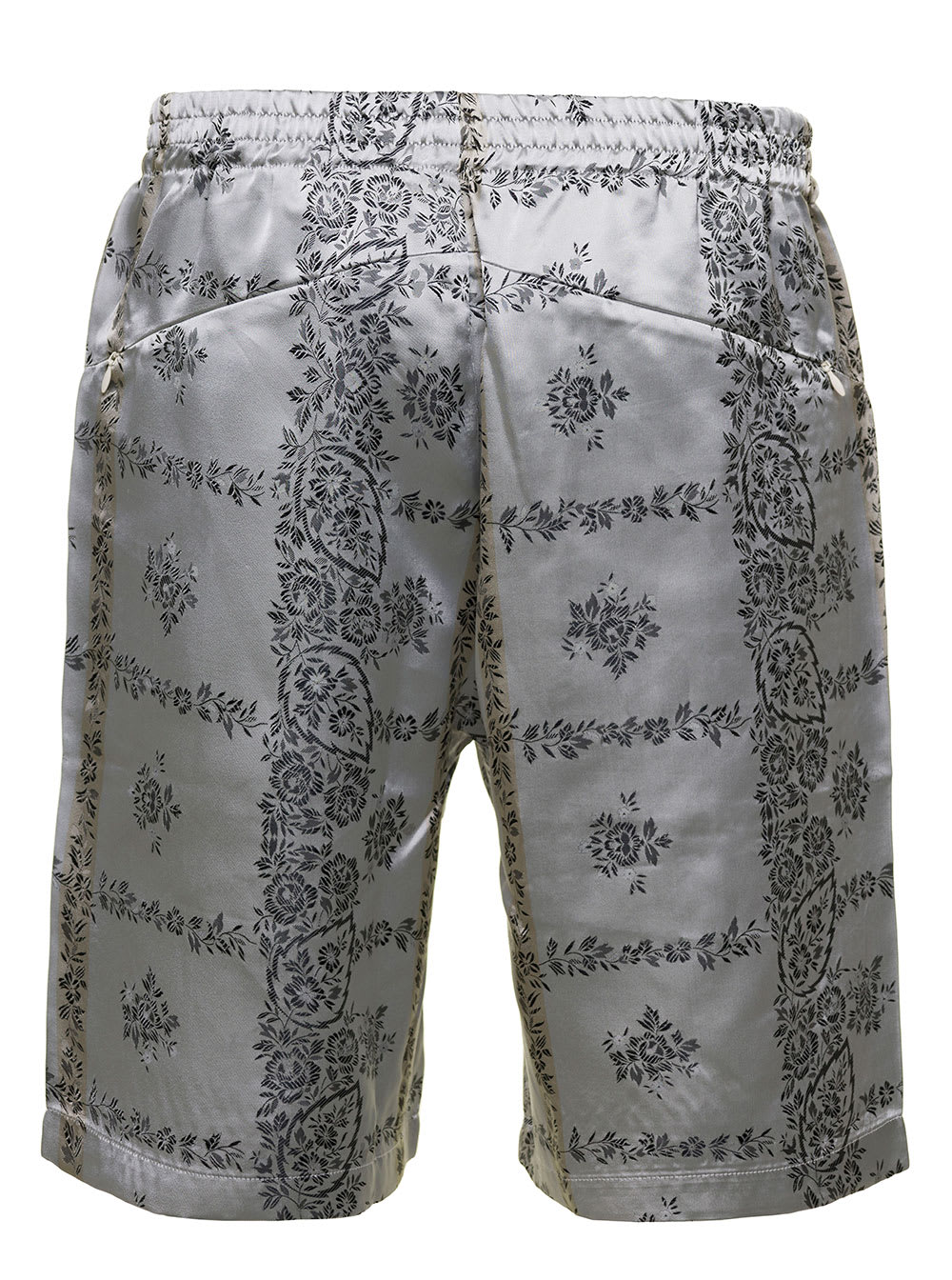 Shop Needles Silver Shorts With Al-over Floreal Print In Cupro Woman In Grey