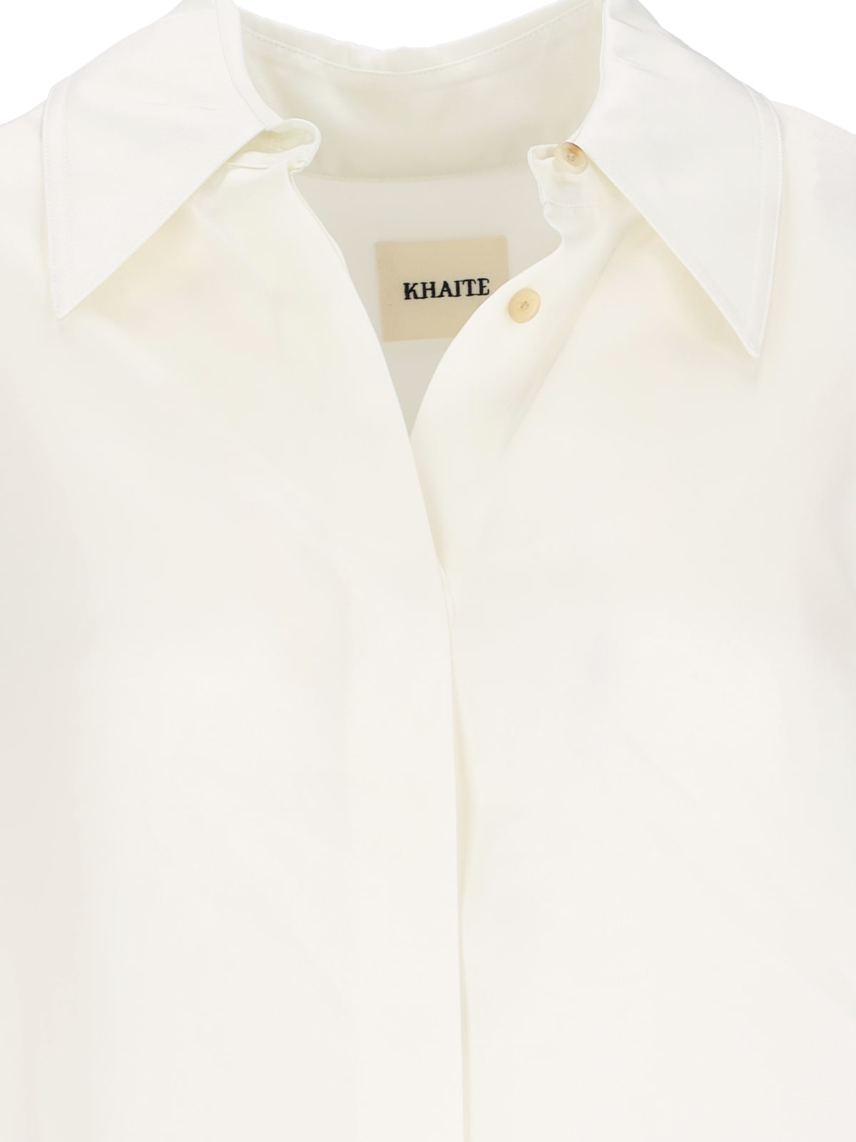 Shop Khaite The Bam Top Pleated Shirt In Crema