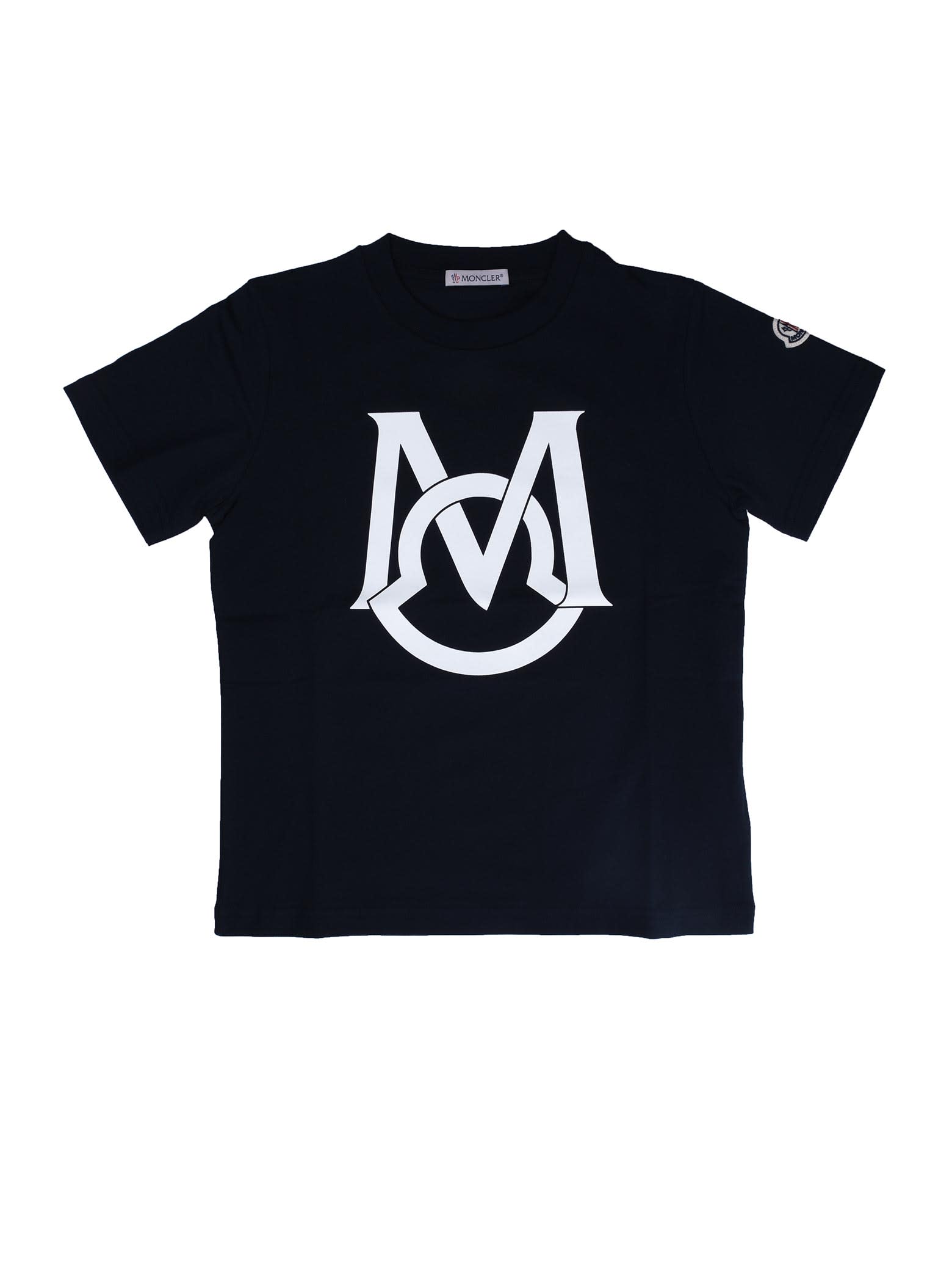 Moncler Bluee Short Sleeve T-shirt With Logo