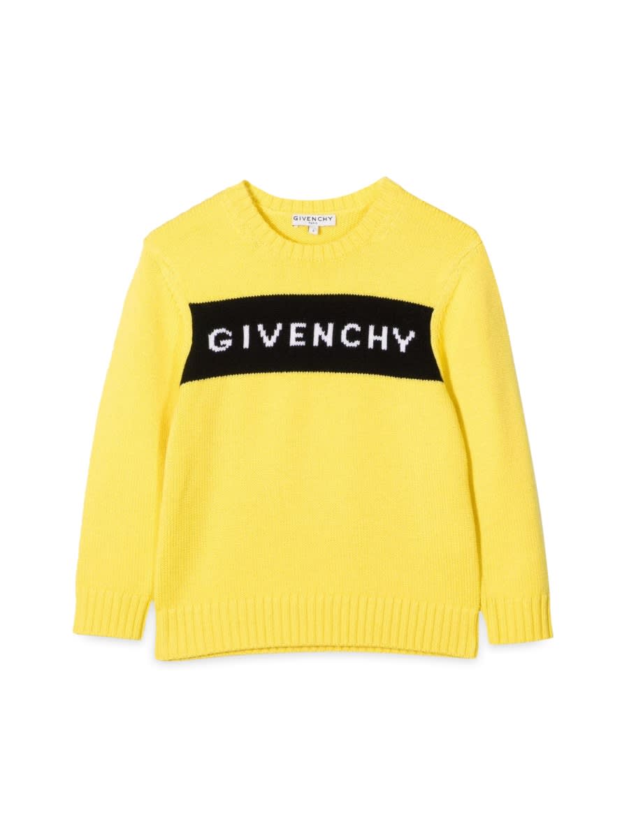 Givenchy Intarsia-logo Crewneck Sweater In Yellow