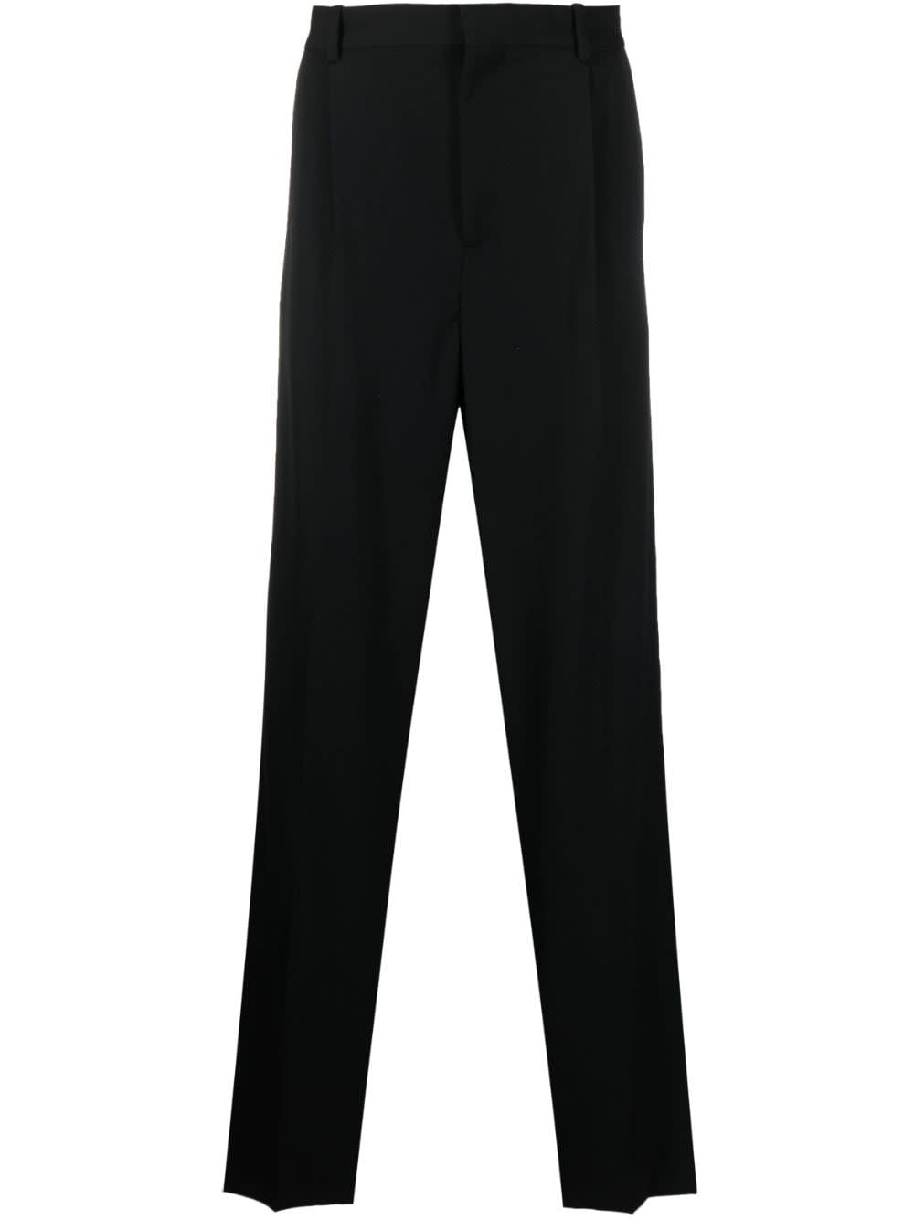 Botter Wool Pleated Straight-leg Trousers In Black