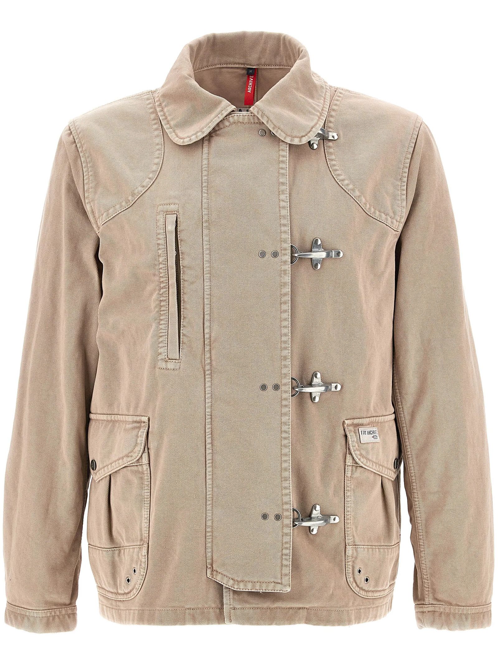 Shop Fay 4 Gancini Archive Cotton Jacket In Beige