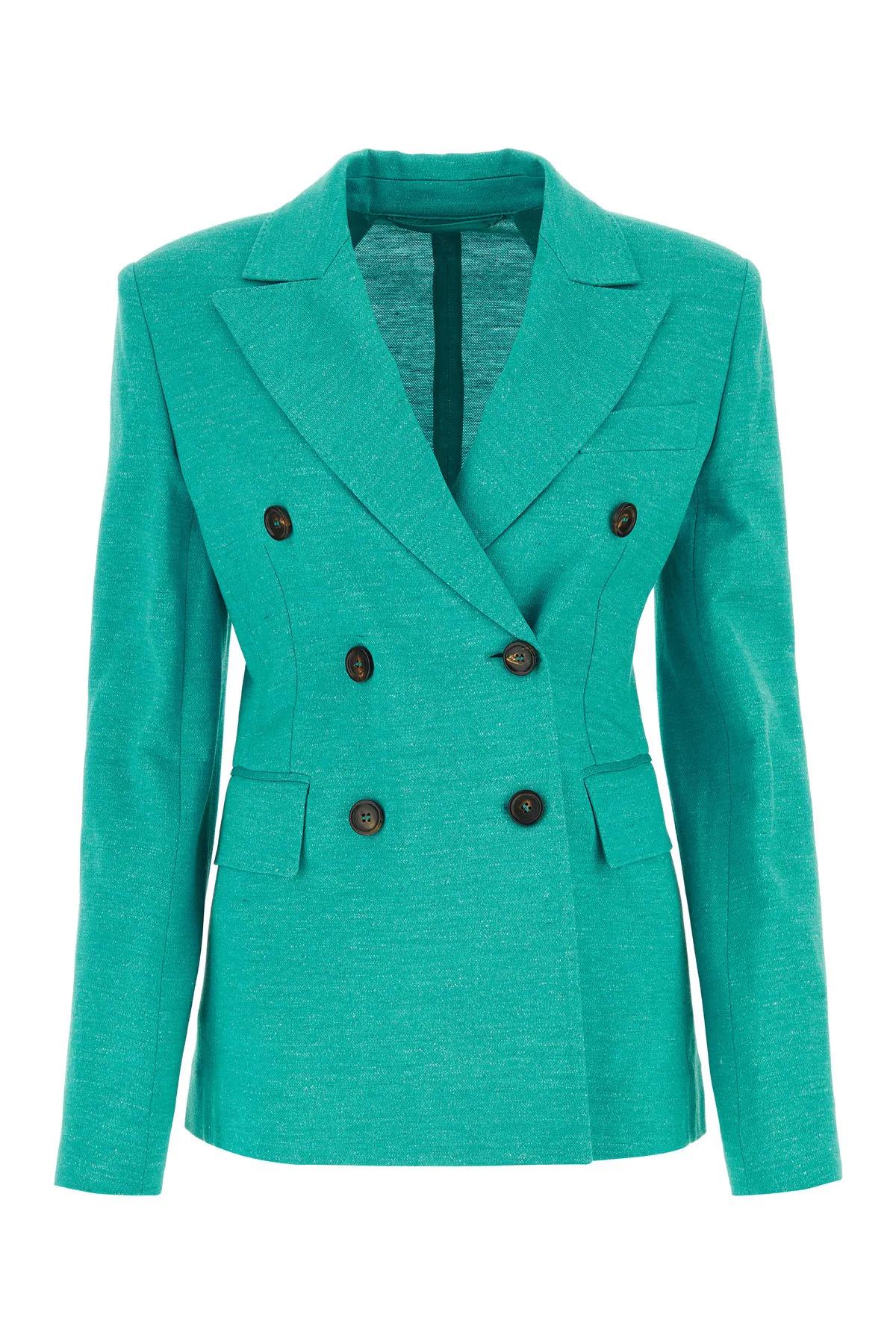 Zirlo Double Breast Jersey Jacket In Blue