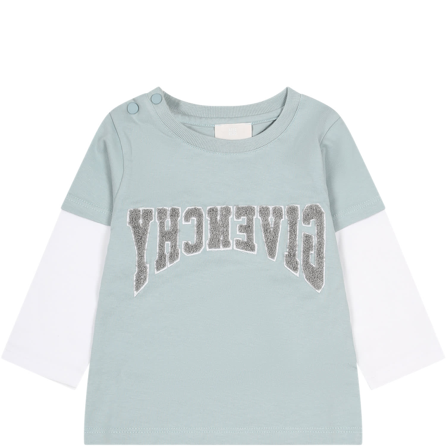 GIVENCHY LIGHT BLUE T-SHIRT FOR BABY BOY WITH LOGO