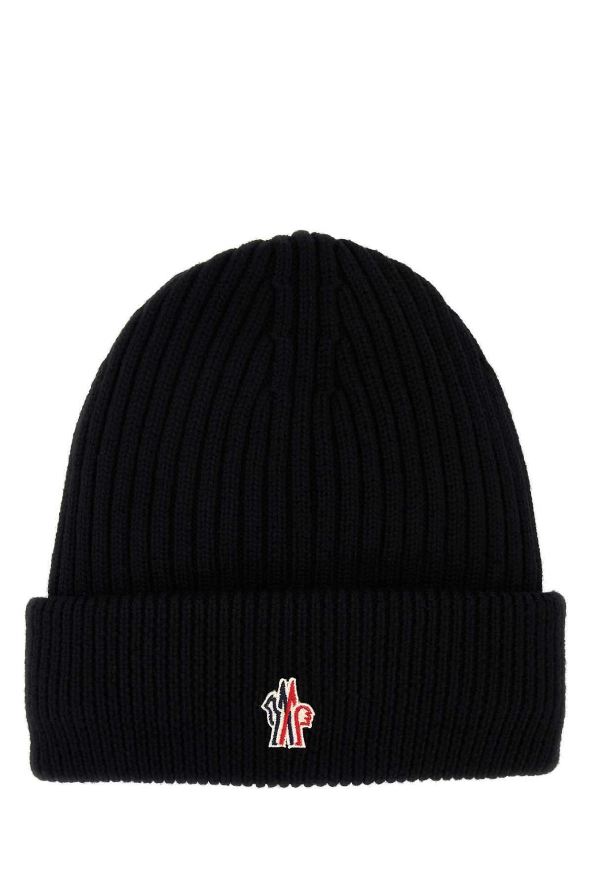 Shop Moncler Black Wool Beanie Hat In 999