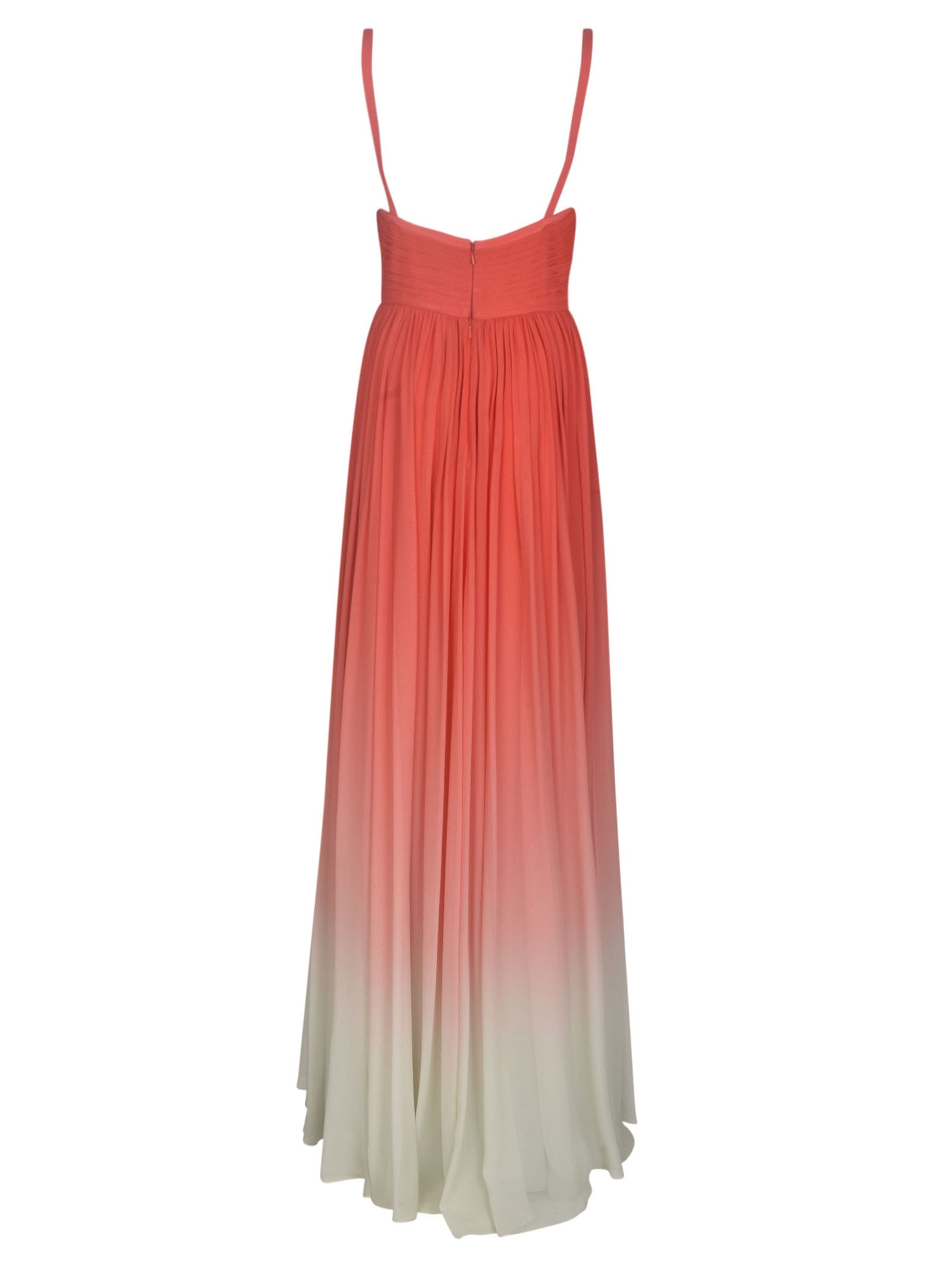 Shop Elie Saab Printed Georgette Long Dress In Gradient Coral