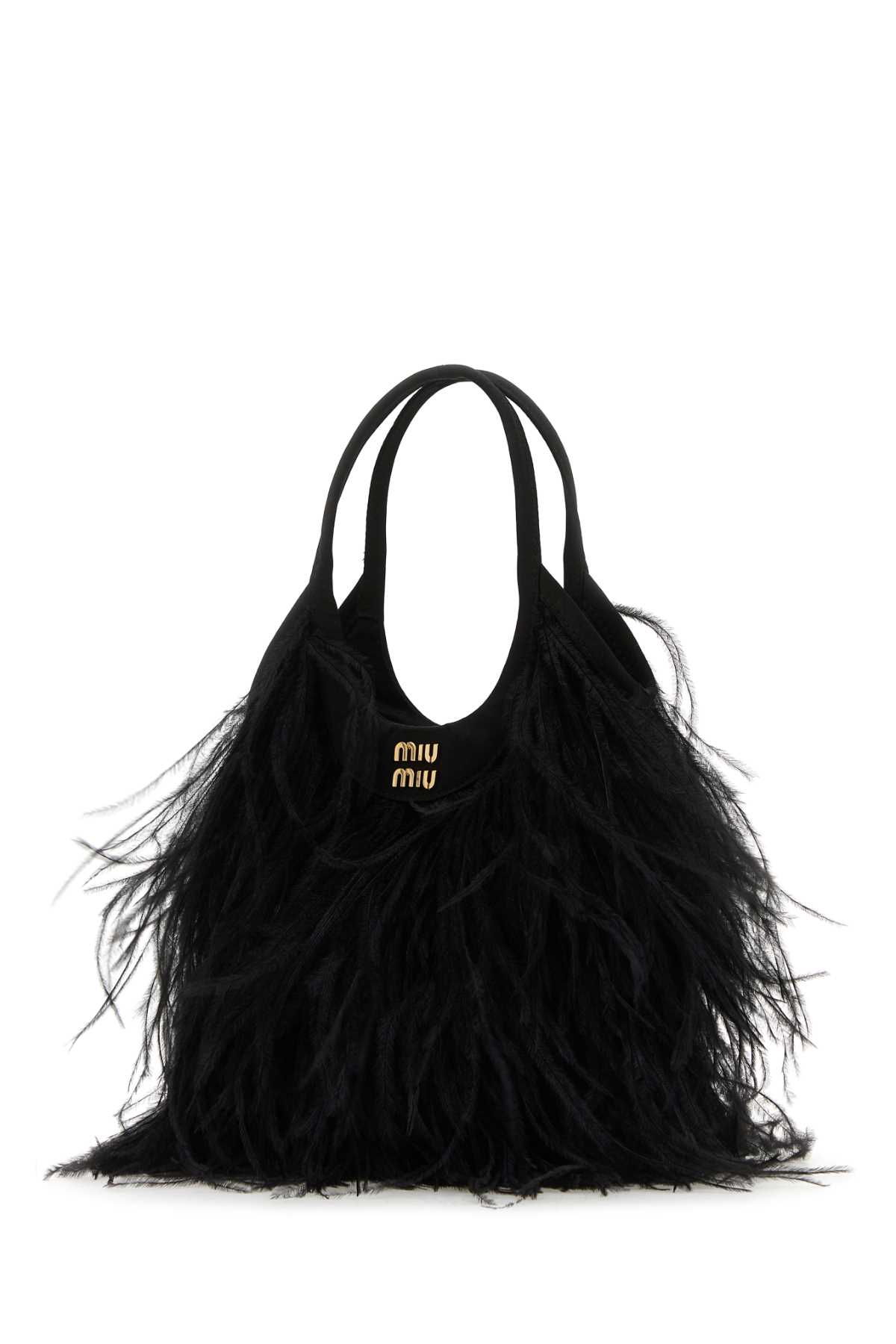 Shop Miu Miu Embellished Satin Handbag In Nero
