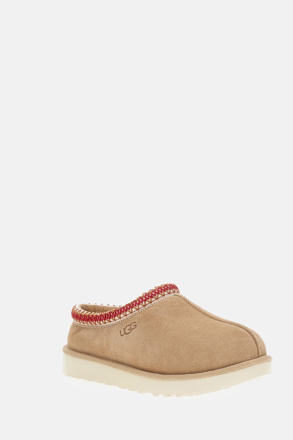 Ugg Tasman Ii Beige Mules With Round Toe And Embroidered Detail In Leather Woman In Nude