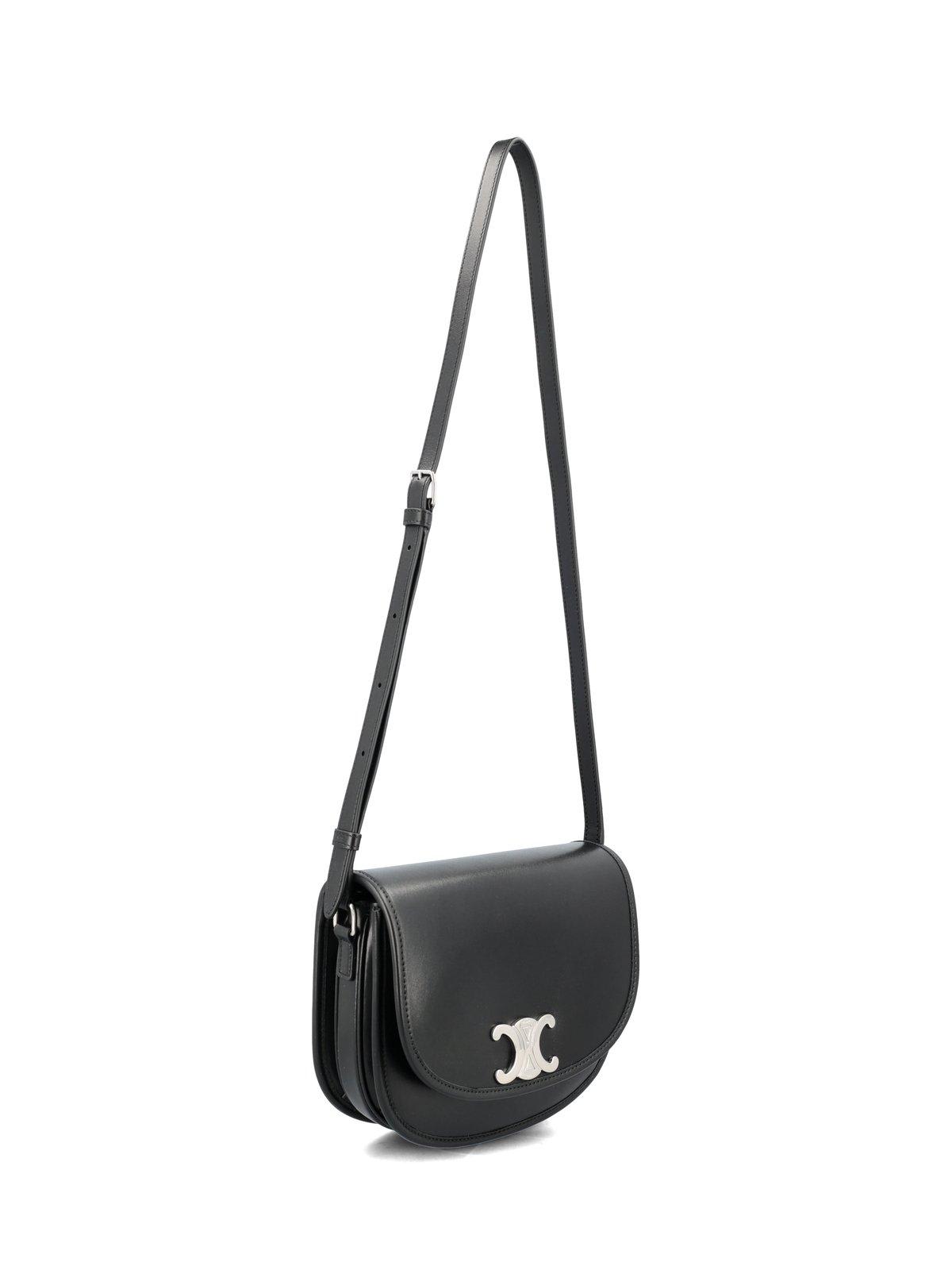 Shop Celine Medium Besace Triomphe Shoulder Bag In Si Black