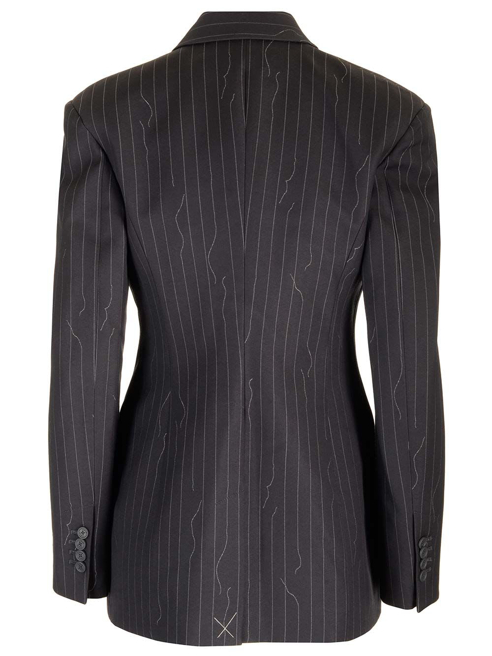 Shop Off-white Pinstriped Blazer In Grey